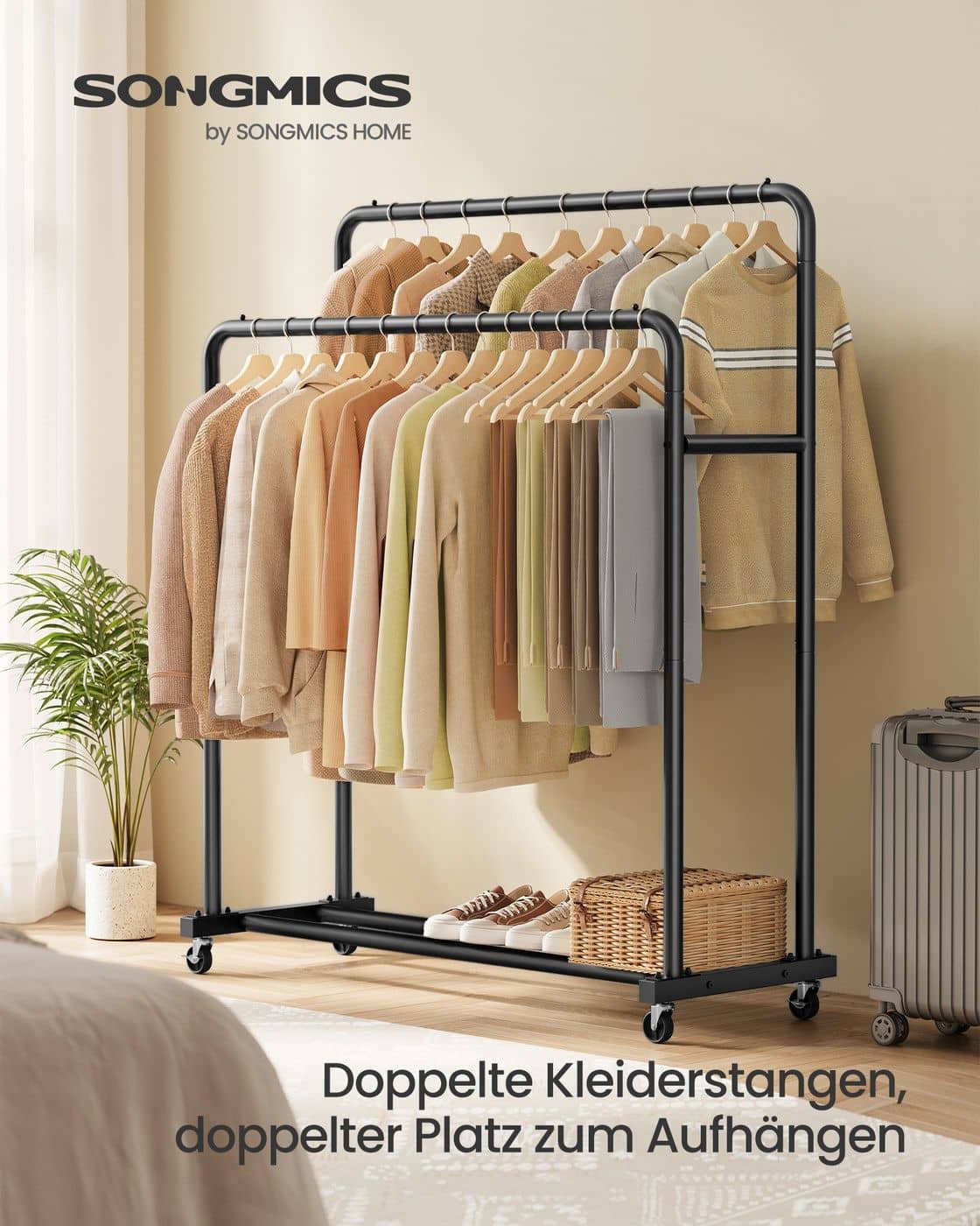 Kleiderständer mit Rollen für flexible Aufbewahrung tintenschwarz Kleiderständer mit Rollen für flexible Aufbewahrung tintenschwarz
