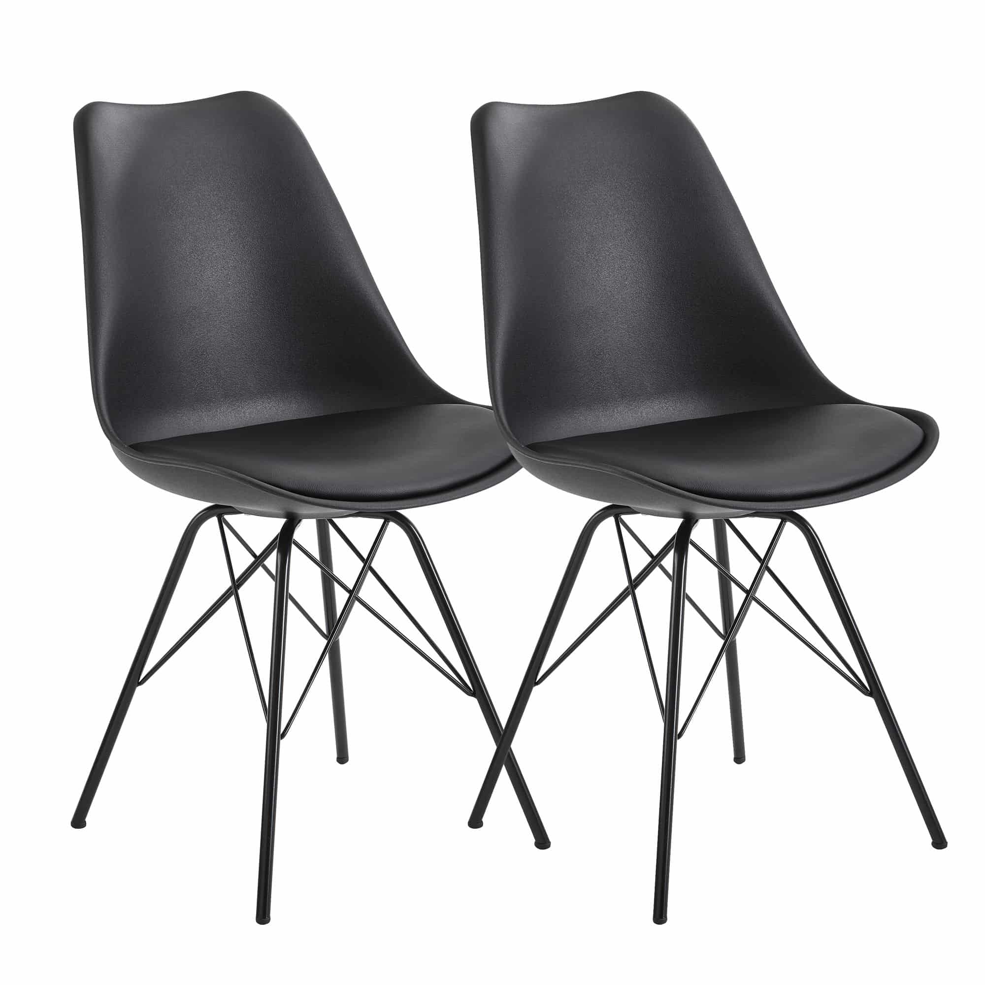 Esszimmerstuhl 2er Set Schwarz Küchenstuhl Kunststoff Skandinavisches Design Esszimmerstuhl 2er Set Schwarz Küchenstuhl Kunststoff Skandinavisches Design
