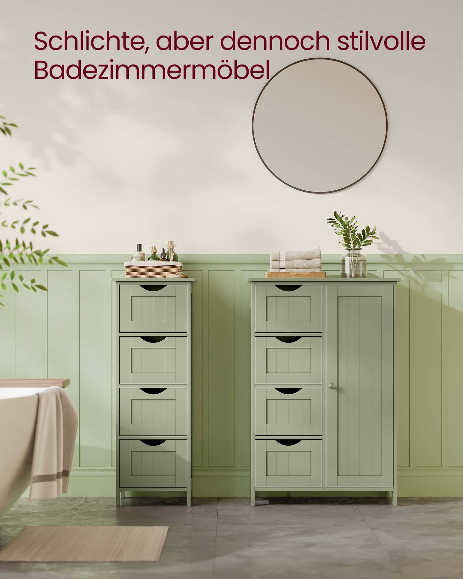 Badezimmerschrank 4 Schubladen 30 x 55 x 82 cm waldgrün