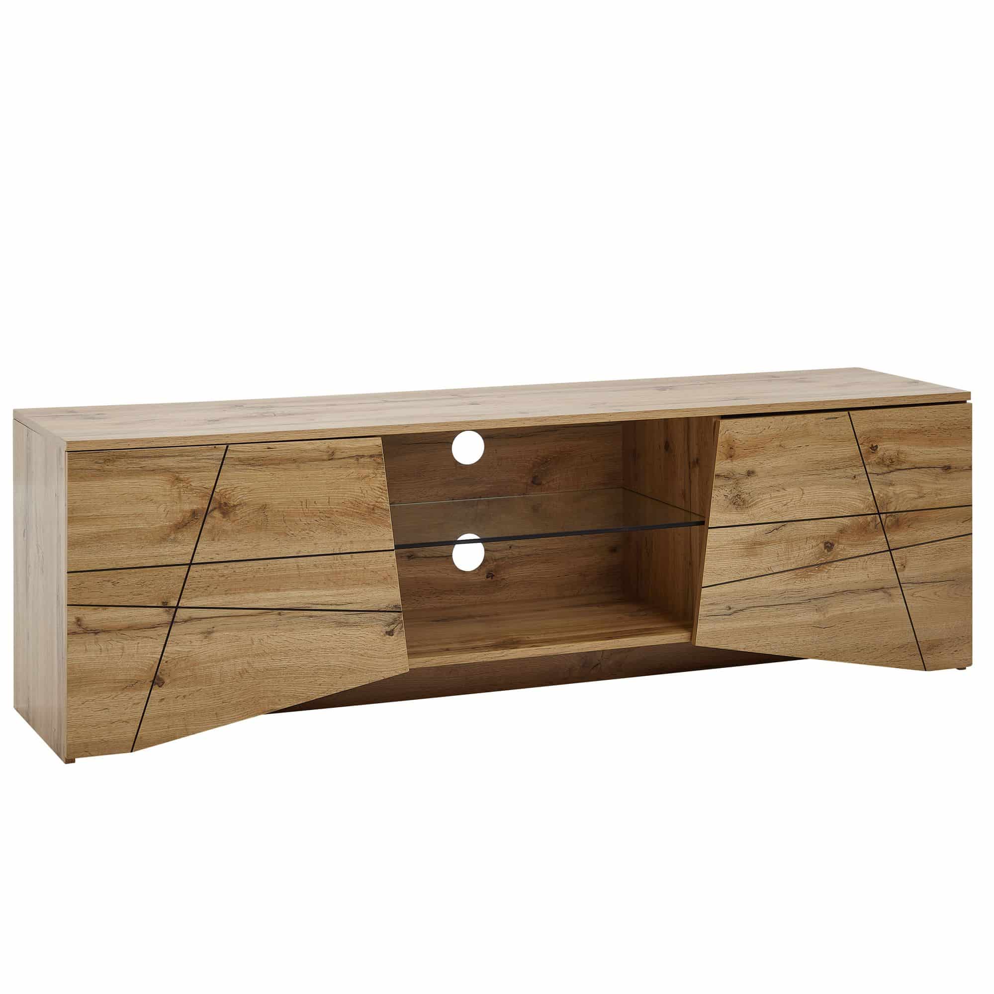 64669-Wohnling-Lowboard-TV-Board-160x40x50-cm-Eiche-WL6-577-WL6-577 Lowboard Holz Eiche-Dekor 160x50x40 cm TV-Kommode mit zwei Türen