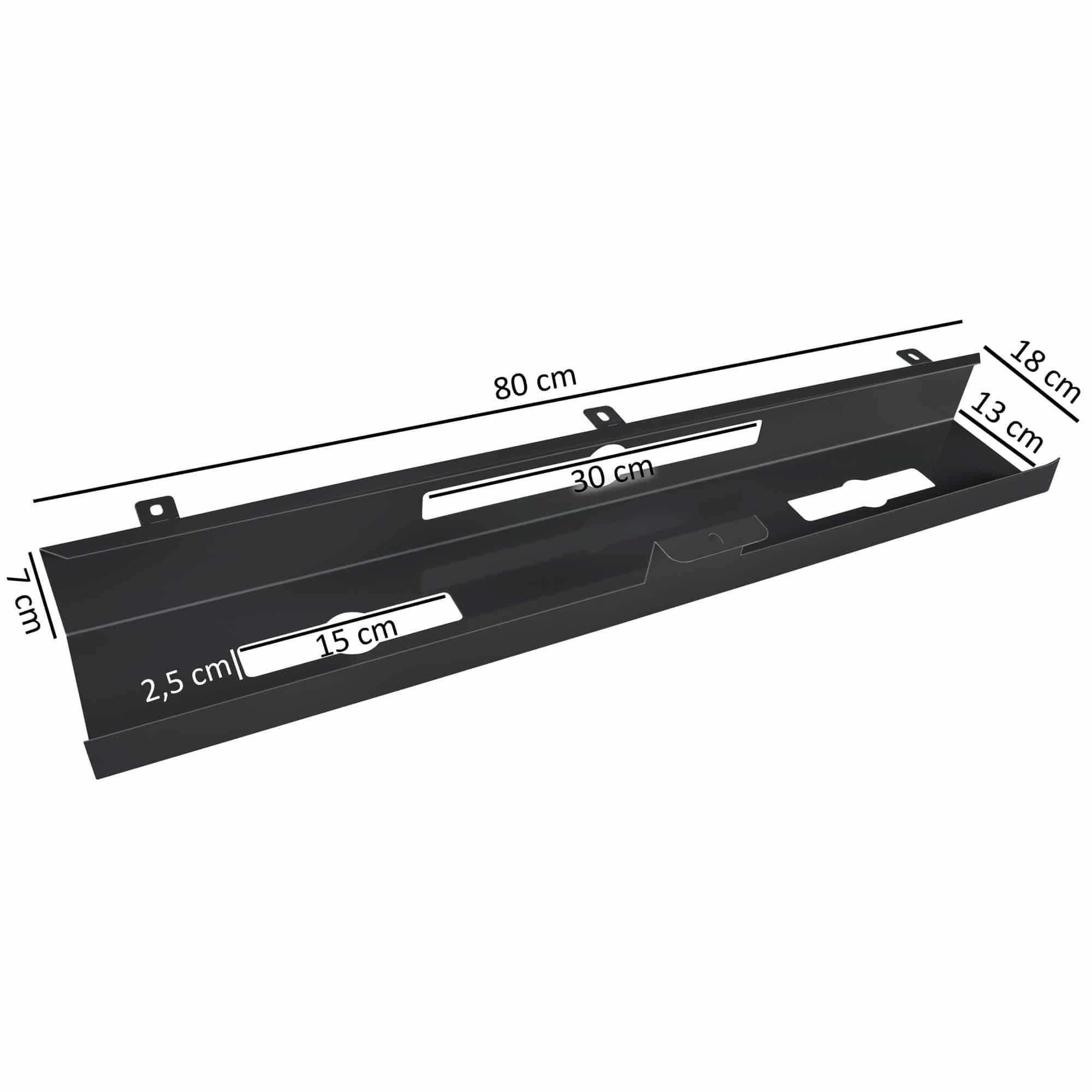 45399-AMSTYLE-Kabelkanal-80-cm-Schwarz_2 ® Kabelkanal Schreibtisch 80x7x13 cm breit Untertisch Kabelführung schwarz