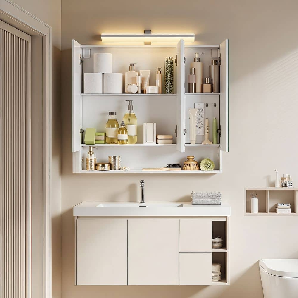 Badezimmerschrank mit LED-Beleuchtung, 16,6 x 90 Badezimmerschrank mit LED-Beleuchtung, 16,6 x 90