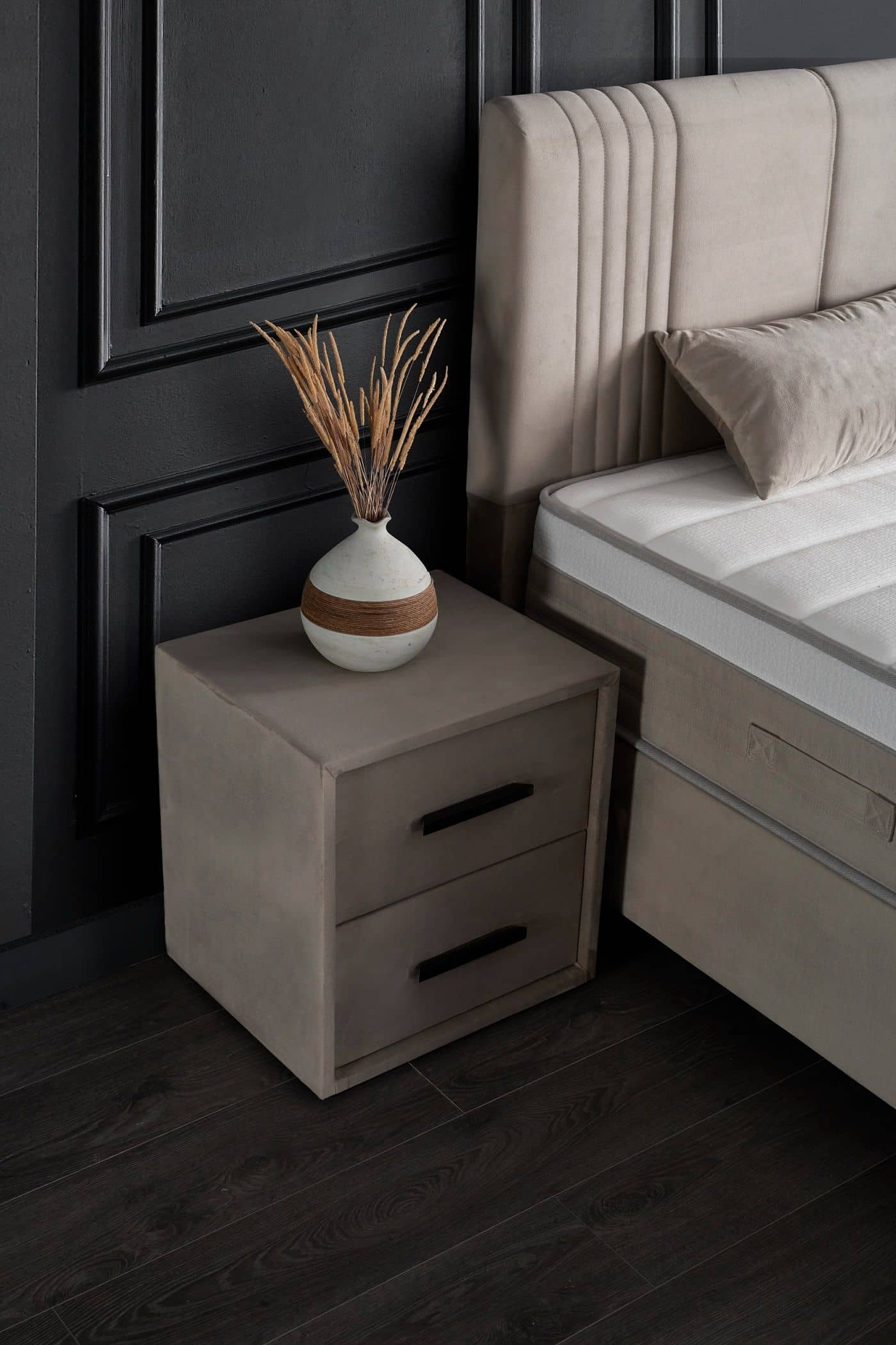 Belicia Boxspringbett mit Bettkasten – Samt Beige, ABC Bedding Belicia Boxspringbett mit Bettkasten – Samt Beige, ABC Bedding