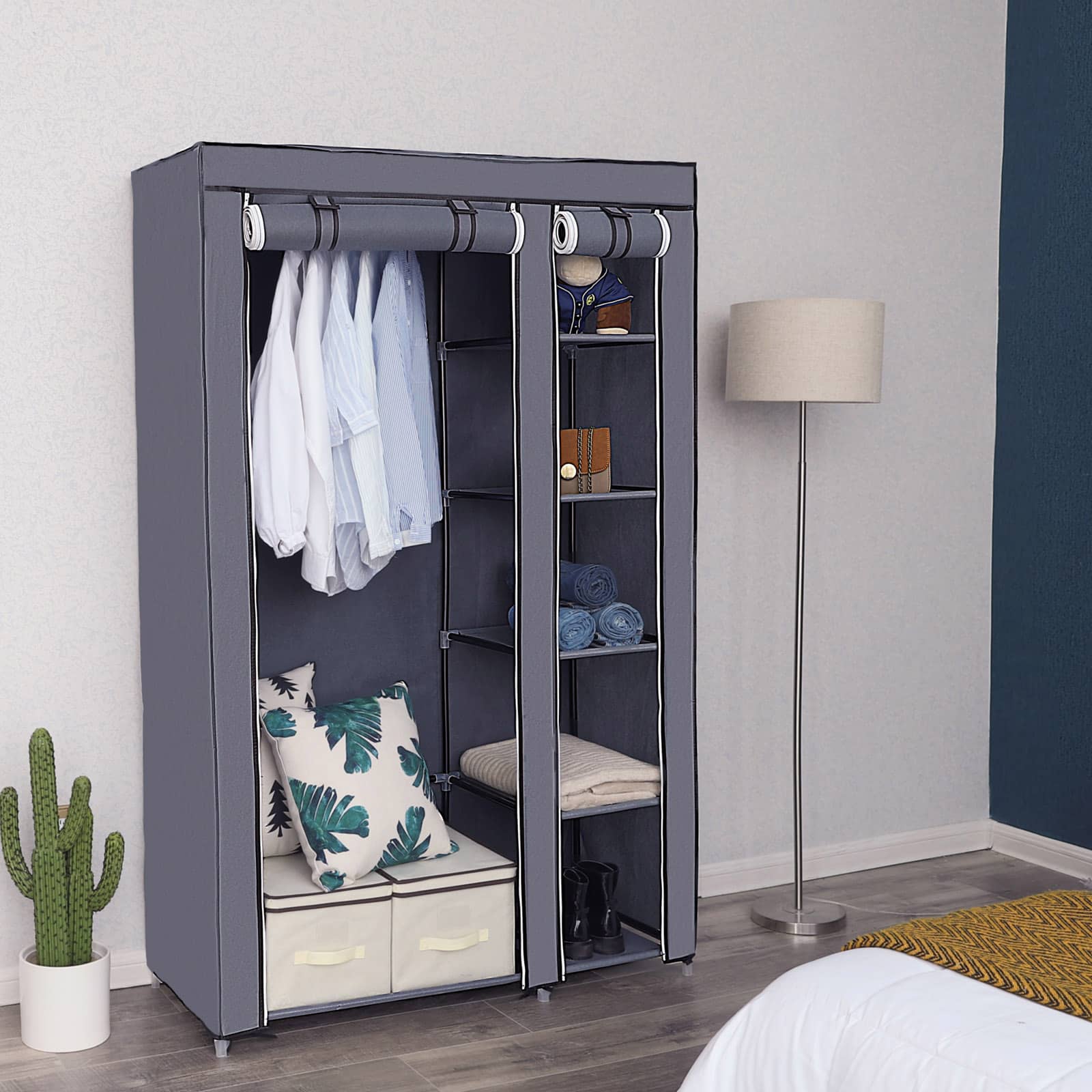 Stoffschrank 110 x 175 cm Grau-LSF007G Stoffschrank 110 x 175 cm Grau-LSF007G