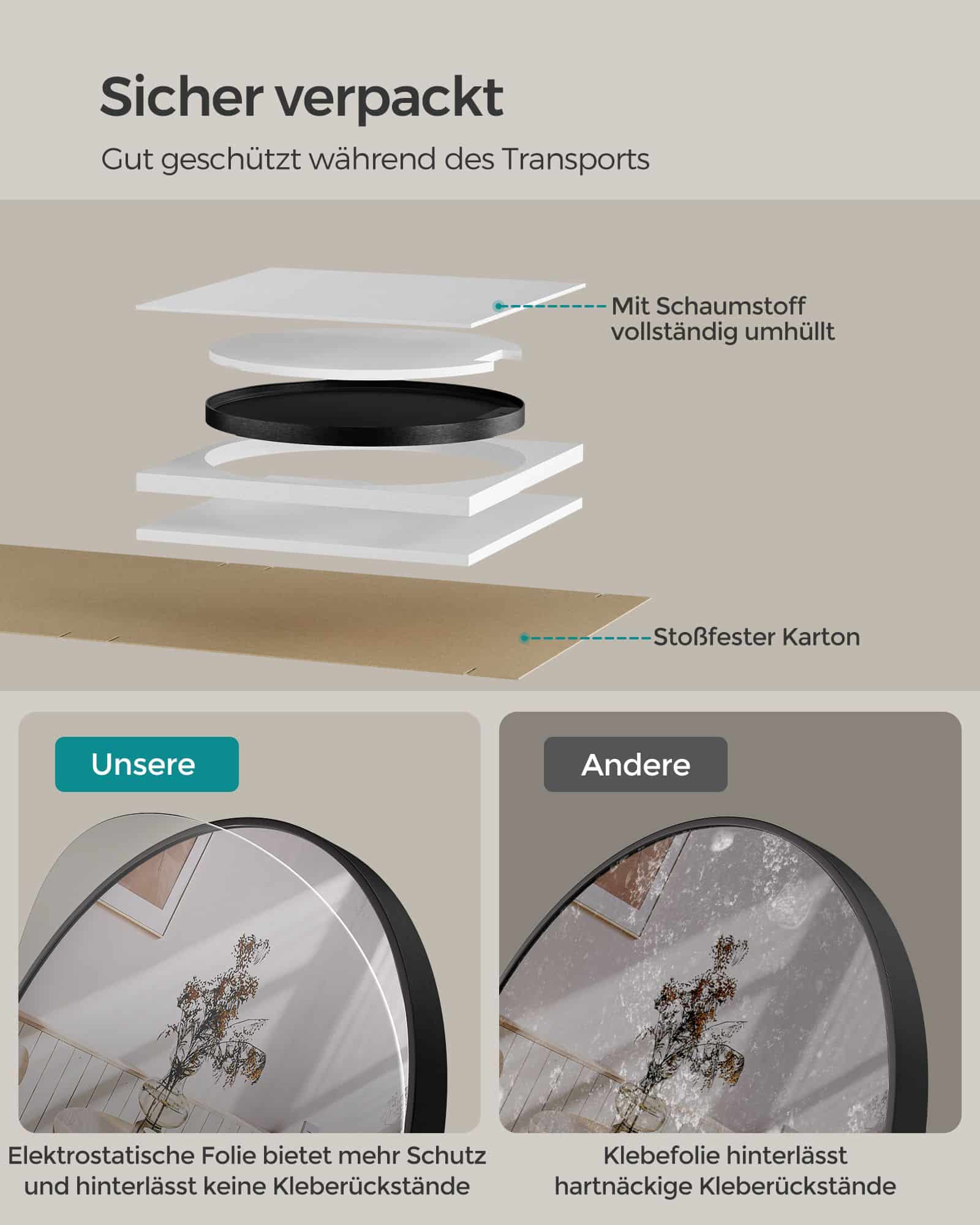 Ø 50 cm Badezimmerspiegel mit Metallrahmen-LWM101B01 Ø 50 cm Badezimmerspiegel mit Metallrahmen-LWM101B01