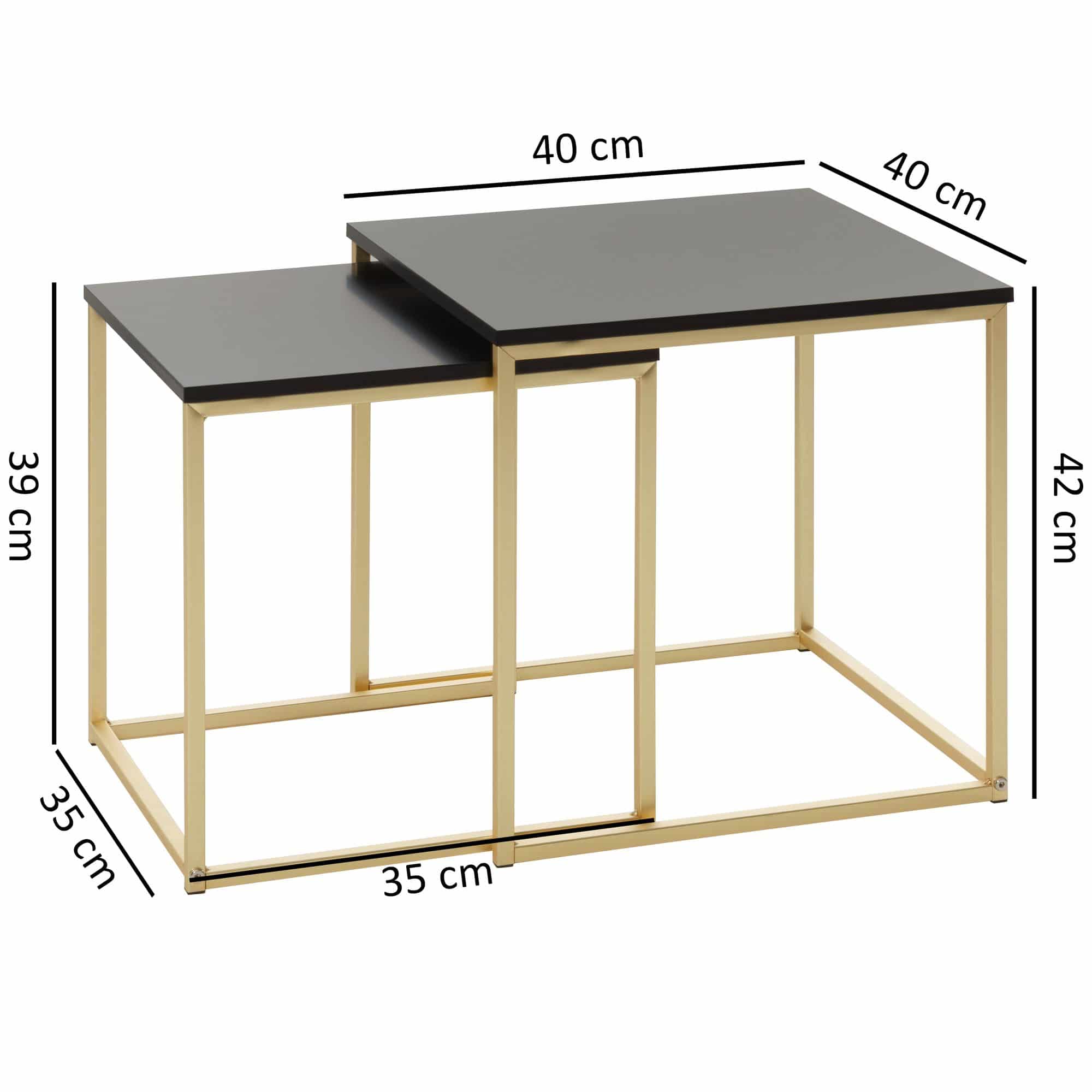 47921-WOHNLING-Satztisch-CALA-Schwarz-matt-Gold_3 Satztisch CHUR Schwarz / Gold Beistelltisch MDF / Metall