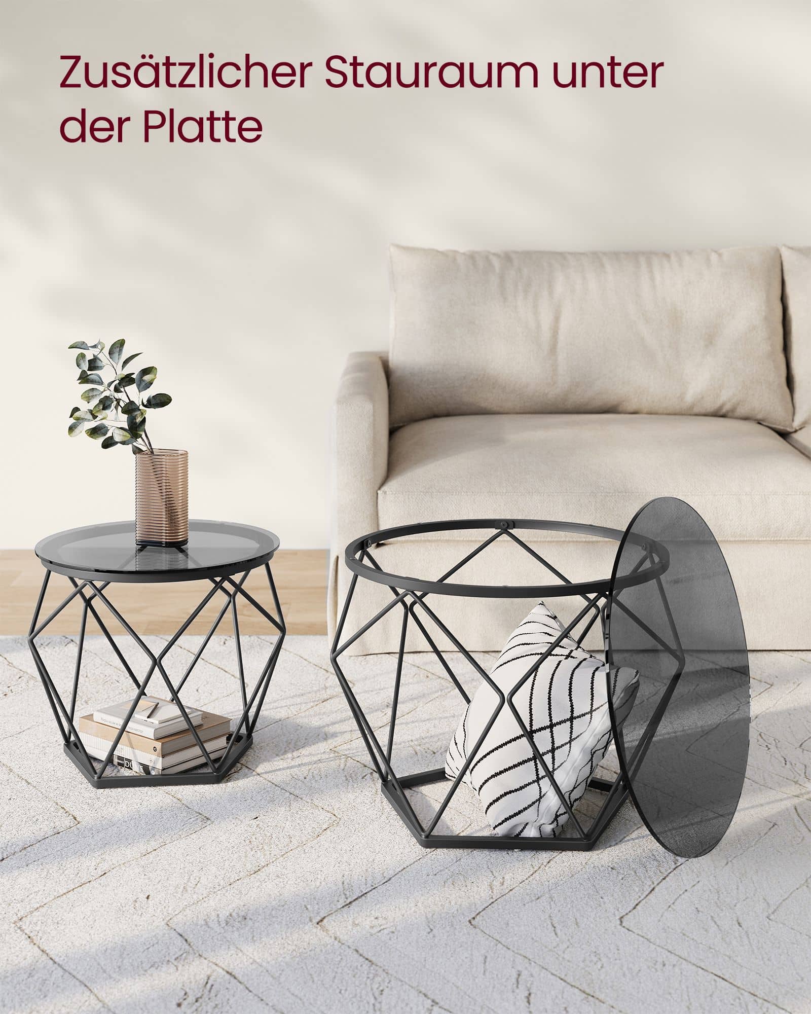 Wohnzimmertisch 2er Set modern schiefergrau-tintenschwarz Wohnzimmertisch 2er Set modern schiefergrau-tintenschwarz