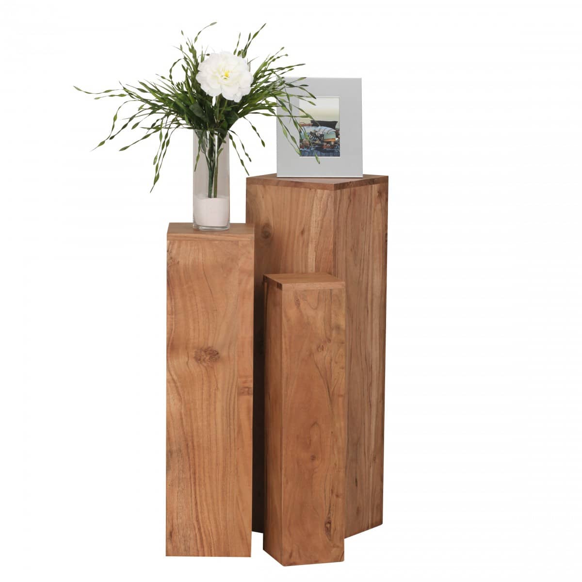 38581-Wohnling-Akazie-Massivholz-Beistelltische-3errkXYPALz4dqku Beistelltisch 3er Set WL1.567 Massivholz 24,5x85x24,5 cm Akazie Tische