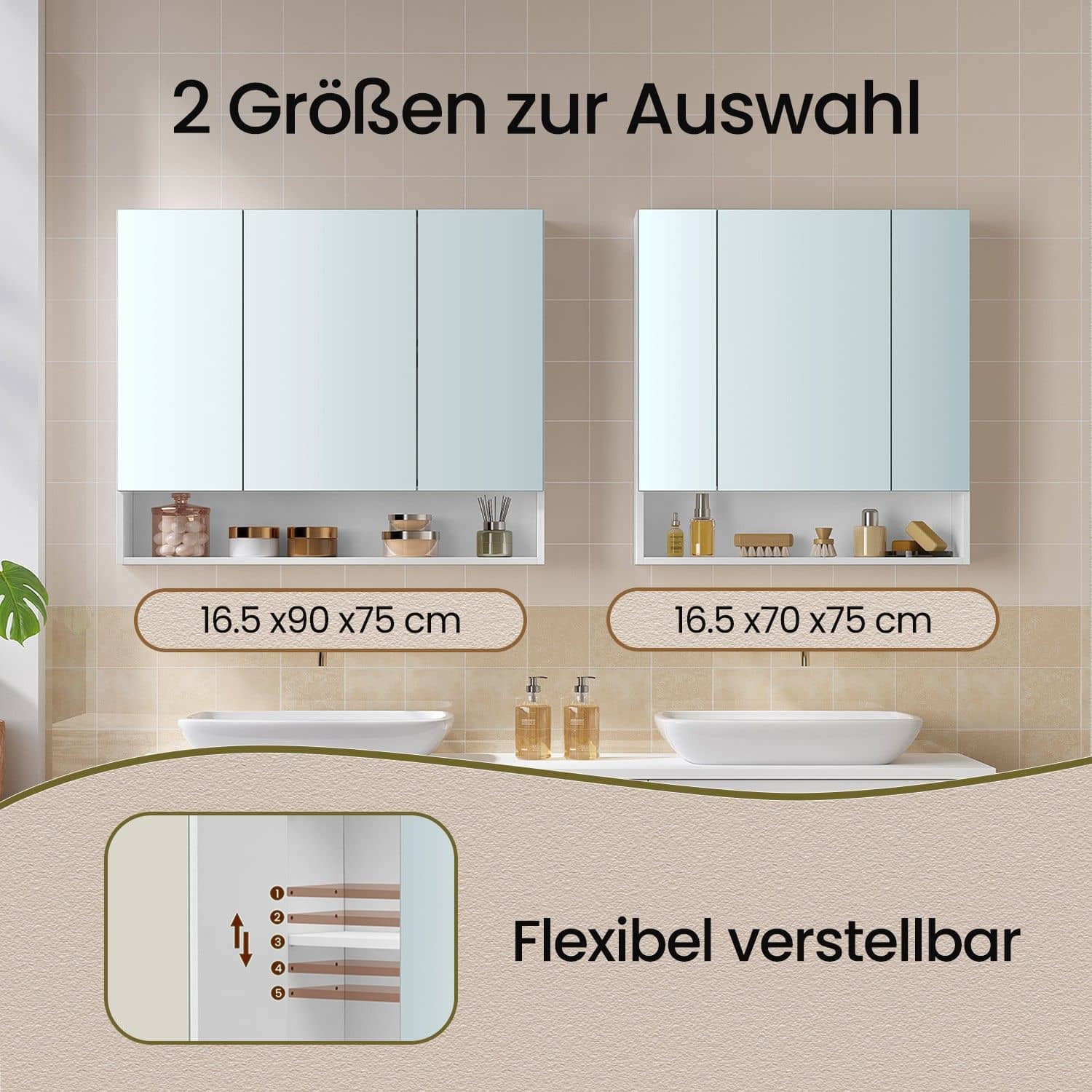 Badezimmerschrank mit 3 Türen, Badschrank, Spiegelschrank Badezimmerschrank mit 3 Türen, Badschrank, Spiegelschrank
