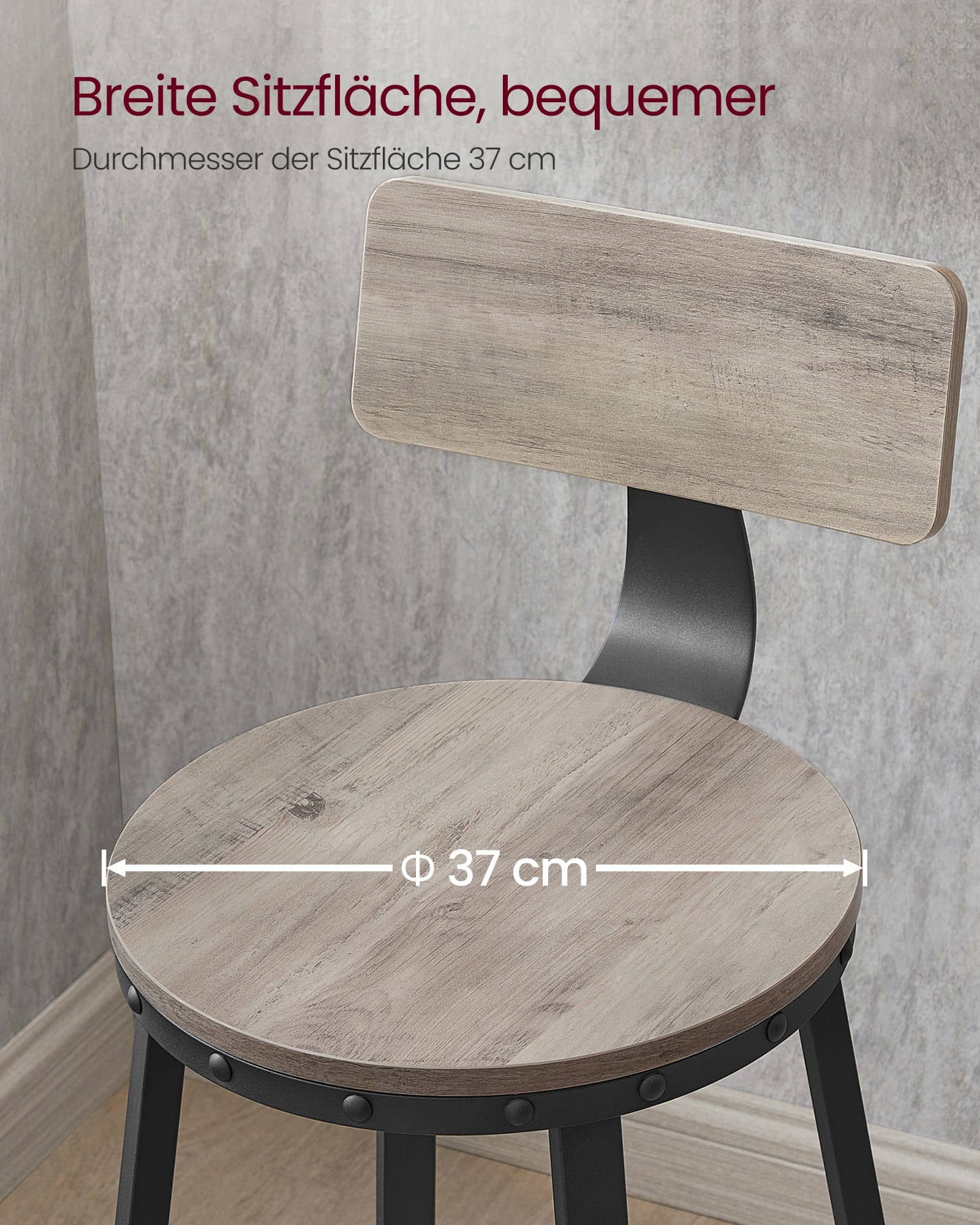 Barhocker 2er Set Greige-Schwarz Barhocker 2er Set Greige-Schwarz