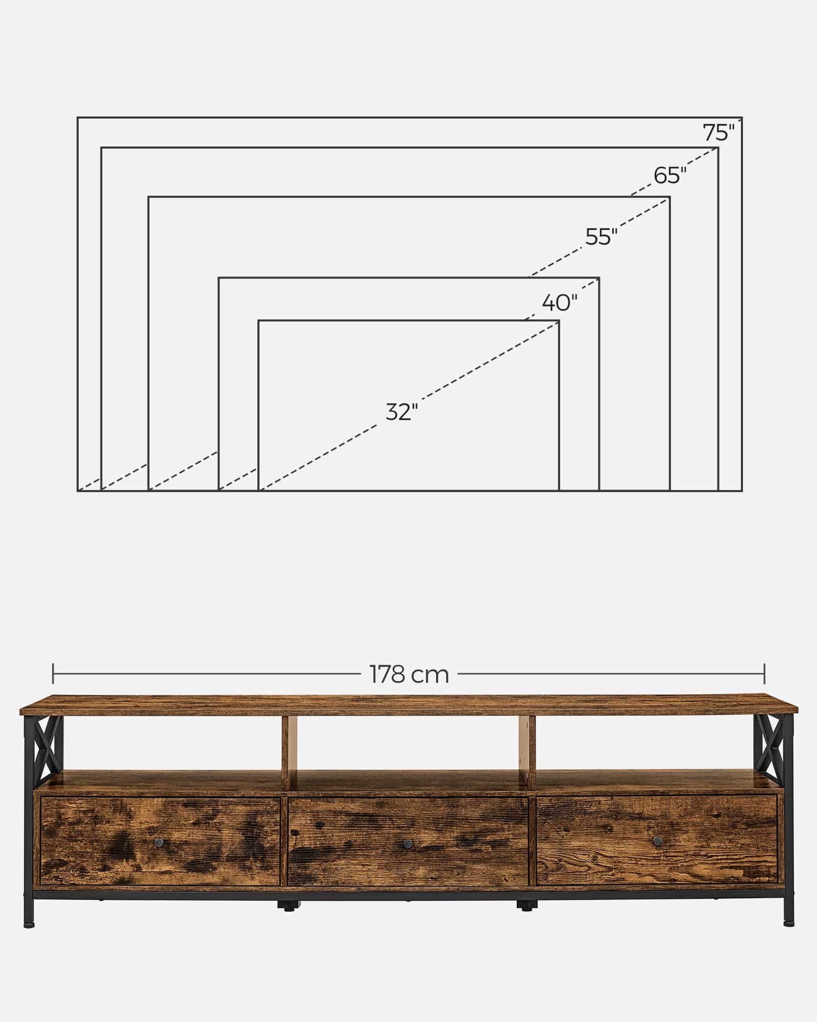 TV-Schrank mit 3 Schubladen vintagebraun-schwarz TV-Schrank mit 3 Schubladen vintagebraun-schwarz