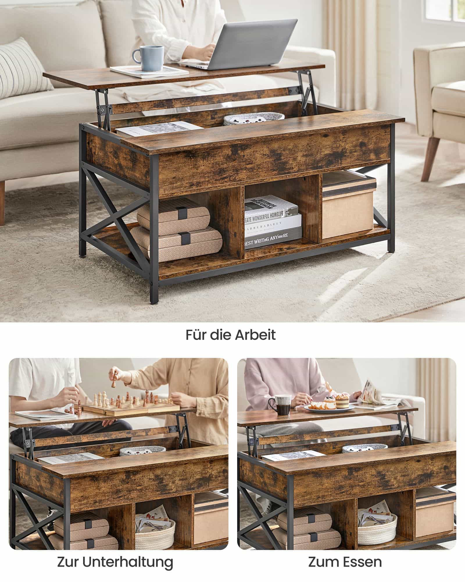 Höhenverstellbarer Kaffeetisch 60 x 100 x (48-62) cm-B34LCT205B01 Höhenverstellbarer Kaffeetisch 60 x 100 x (48-62) cm-B34LCT205B01