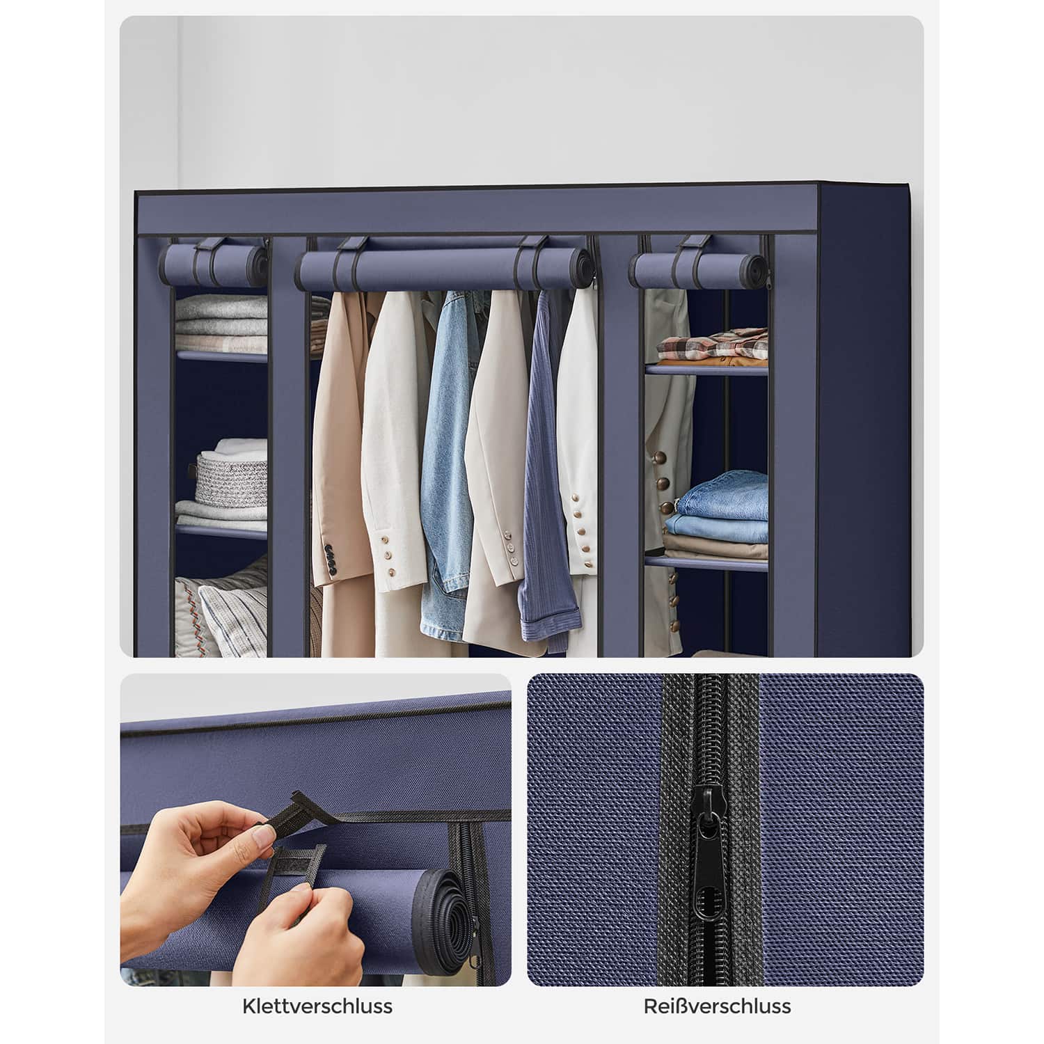 Stoffschrank mit Kleiderstange und Metallrahmen-LSF003I02 Stoffschrank mit Kleiderstange und Metallrahmen-LSF003I02