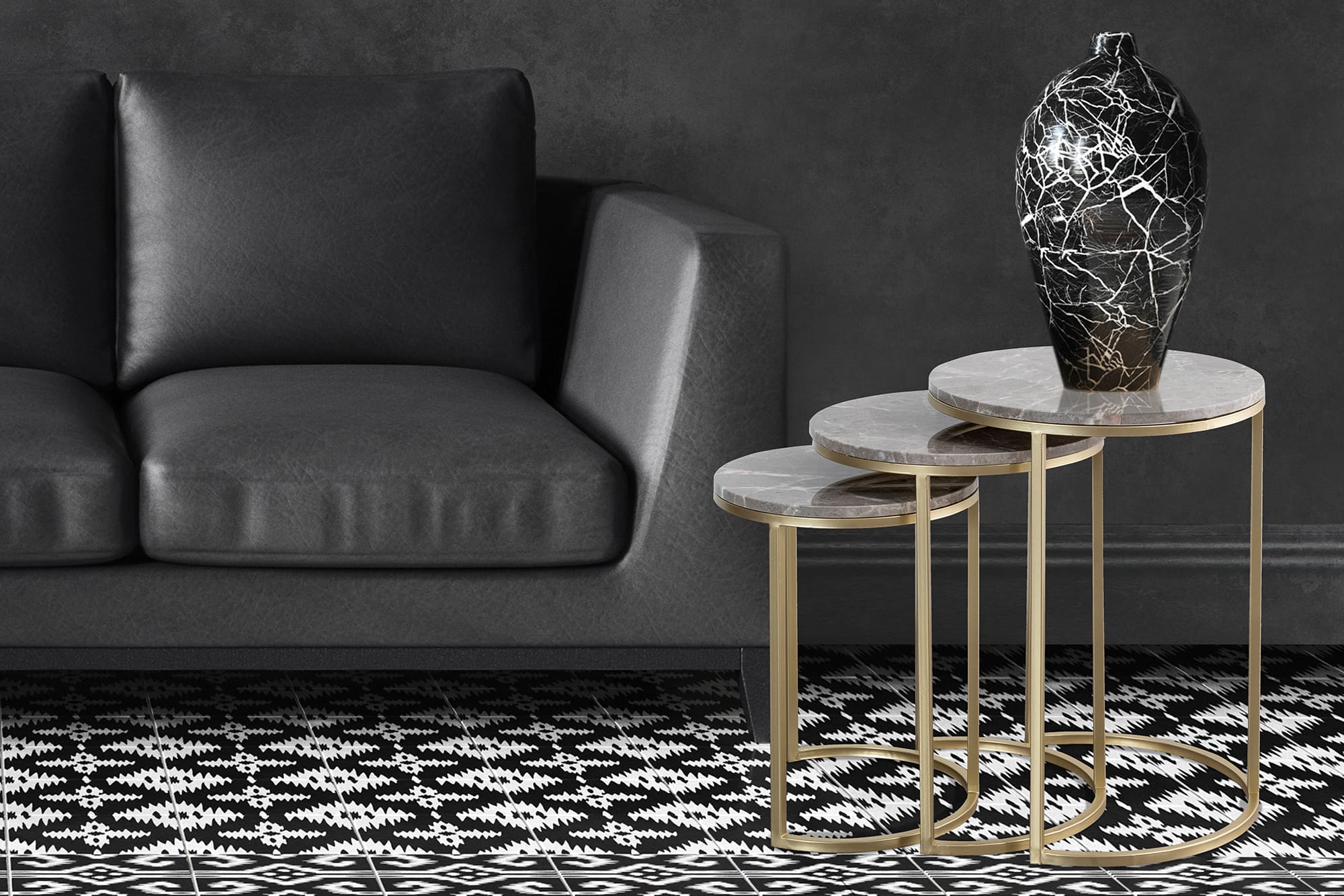 Beistelltisch Tria 125 3er-Set Weiß Beistelltisch Tria 125 3er-Set Weiß