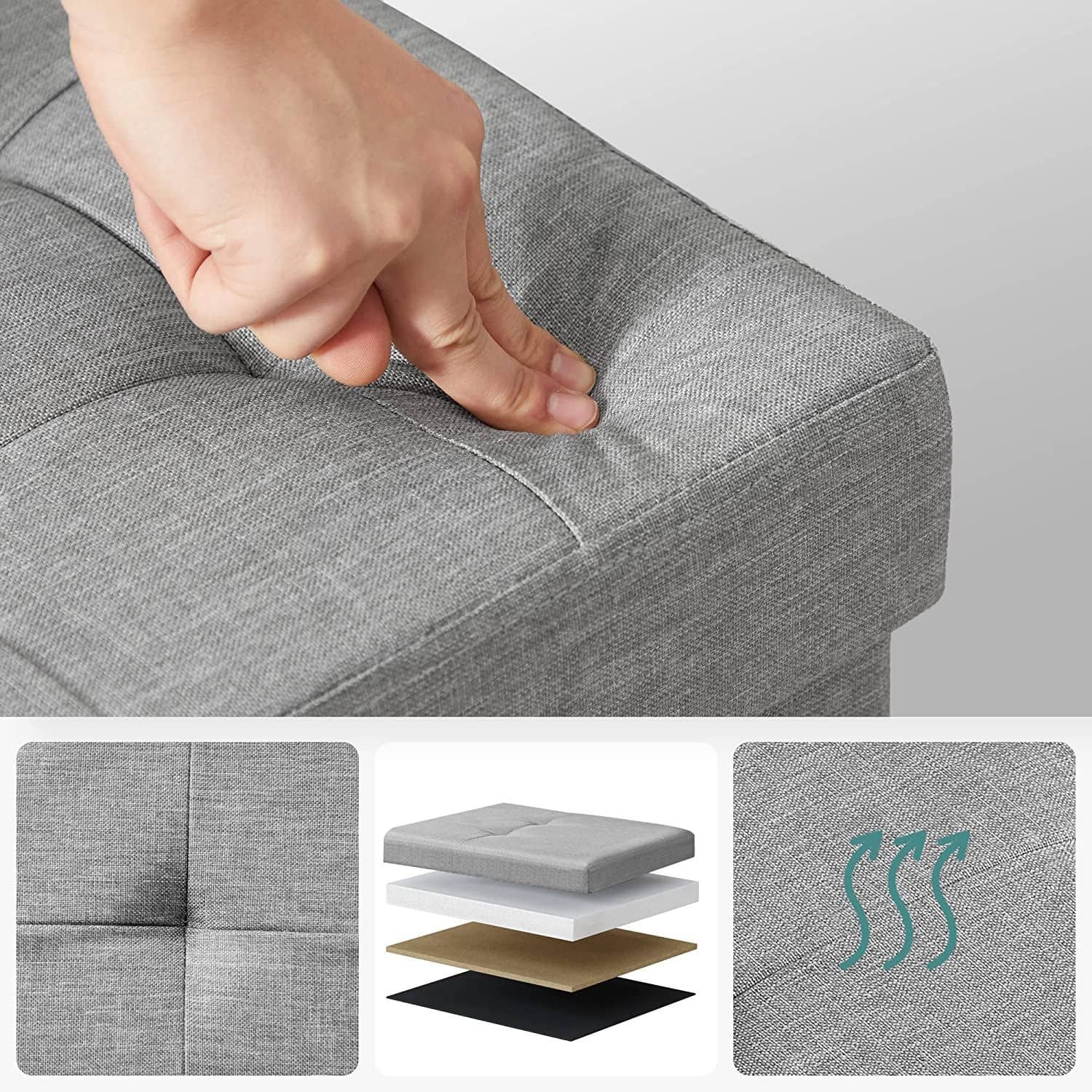 Sitzbank mit Stauraum 110 cm Hellgrau-B34LSF77G Sitzbank mit Stauraum 110 cm Hellgrau-B34LSF77G