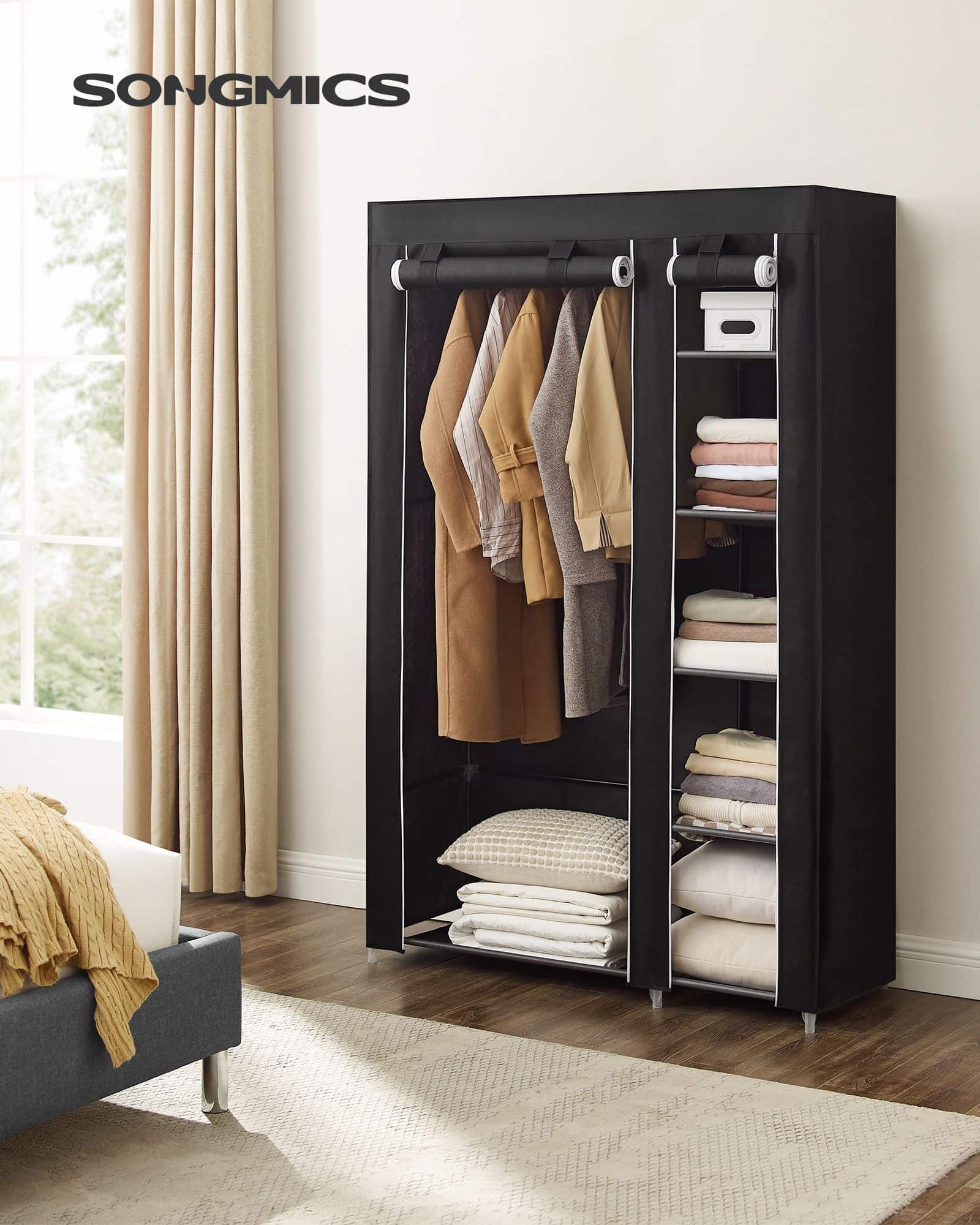 Stoffschrank 175 x 110 cm Schwarz-LSF007 Stoffschrank 175 x 110 cm Schwarz-LSF007