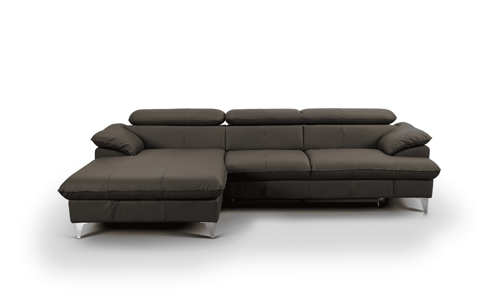 David Ecksofa Echtleder – Schlafsofa mit Bettkasten