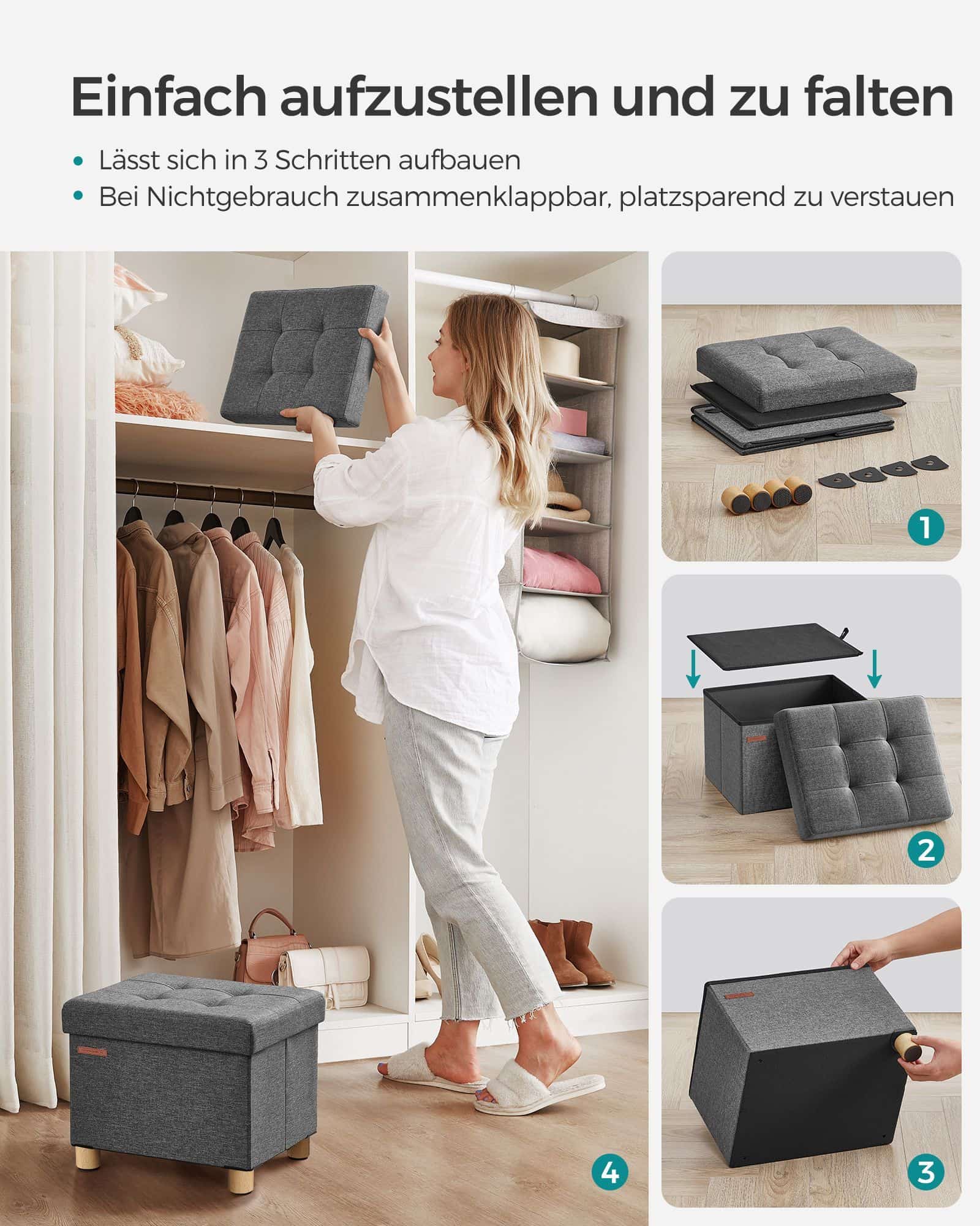 Sitzbank klappbar 32 x 40 x 33,5 cm mit Stauraum dunkelgrau Sitzbank klappbar 32 x 40 x 33,5 cm mit Stauraum dunkelgrau