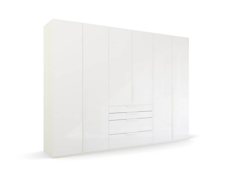 6-türiger Kleiderschrank Purisma von rauch mit Glasfront - In alpinweiß, seidengrau und graphit 
