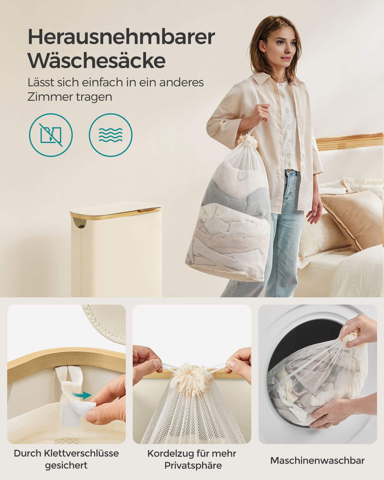 Wäschekorb 60 Liter mit Deckel weiß Wäschekorb 60 Liter mit Deckel weiß