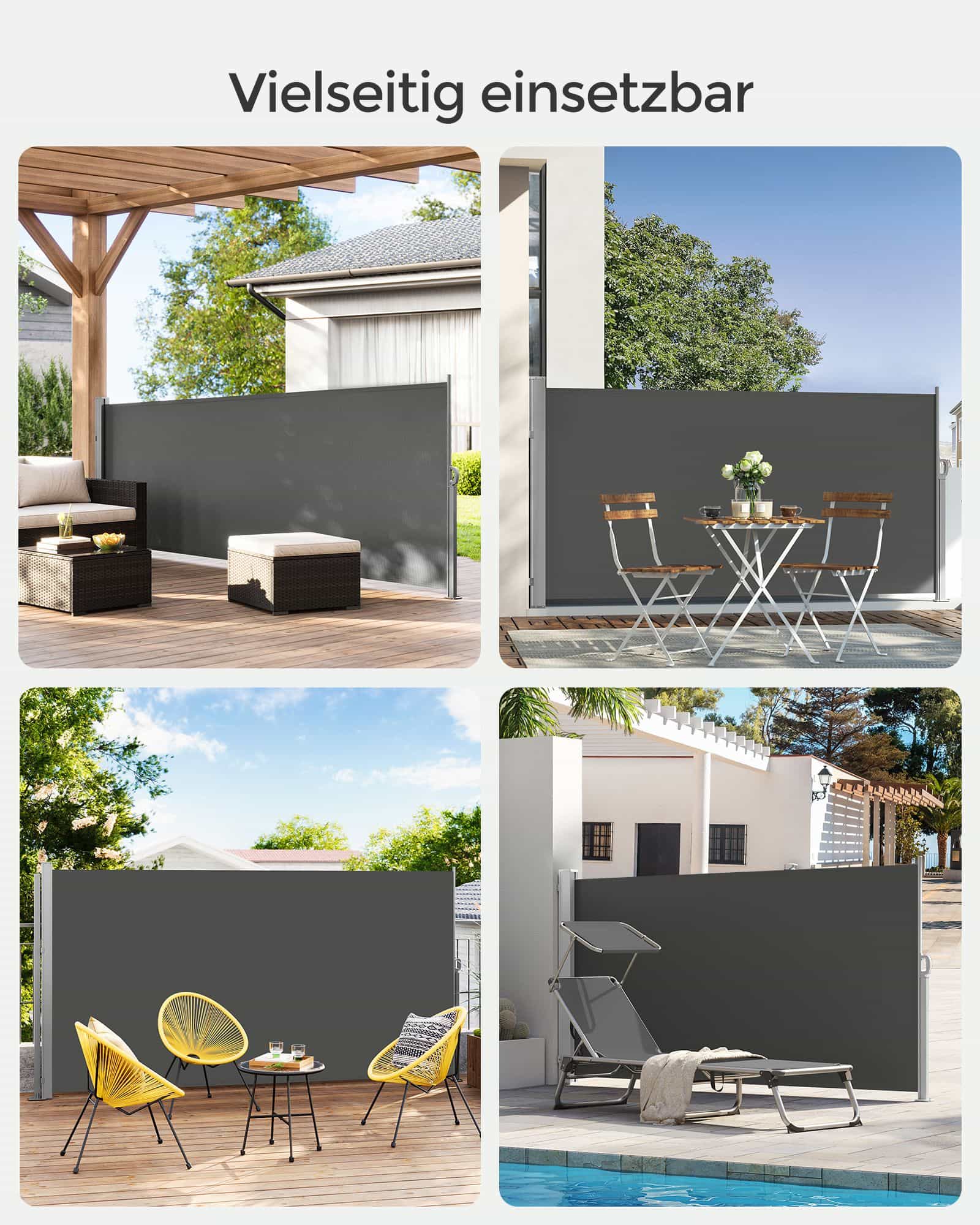 Seitenmarkise mit Stahl-Kasten rostbeständig und ausziehbar Seitenmarkise mit Stahl-Kasten rostbeständig und ausziehbar