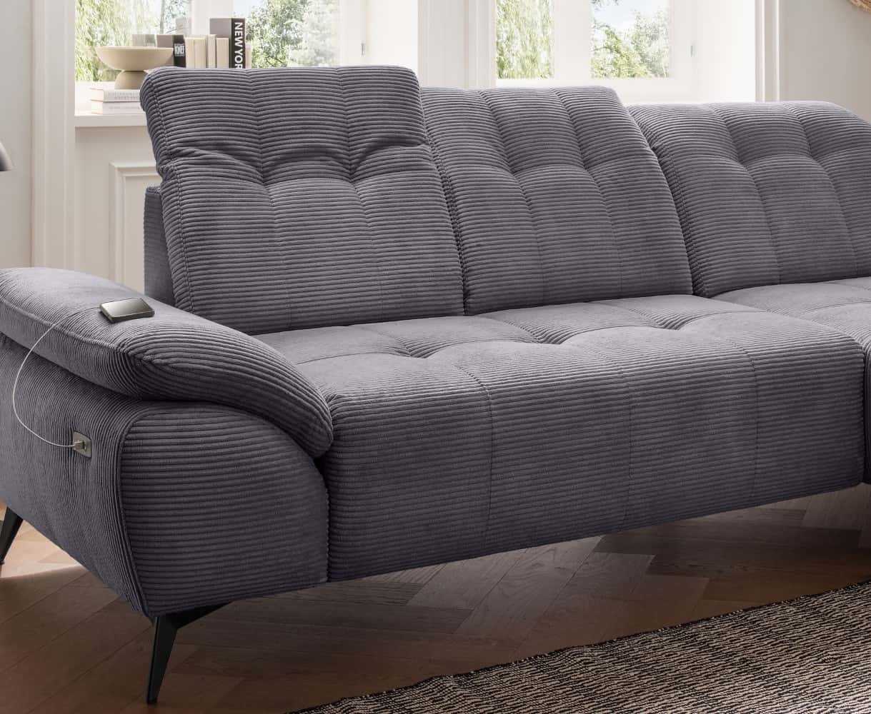 Sofa Fiore Benformato Cord mit elektronischem Sitzvorschub