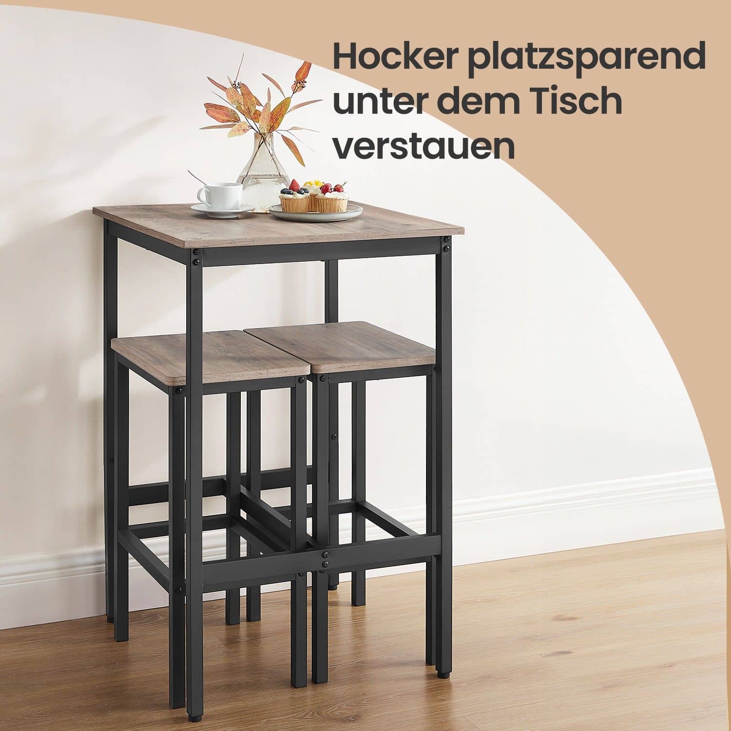 Esstisch mit 2 Stühlen, Bartisch mit Barhocker, für Esszimmer