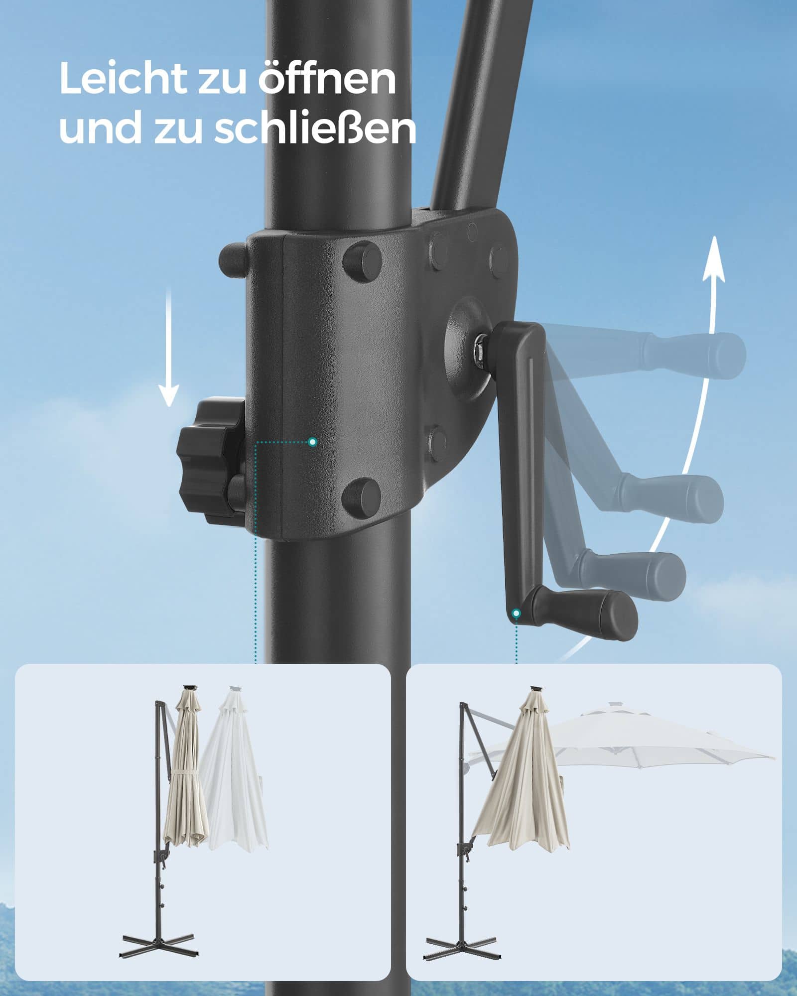 Sonnenschirm UPF 50+ um 360° drehbar