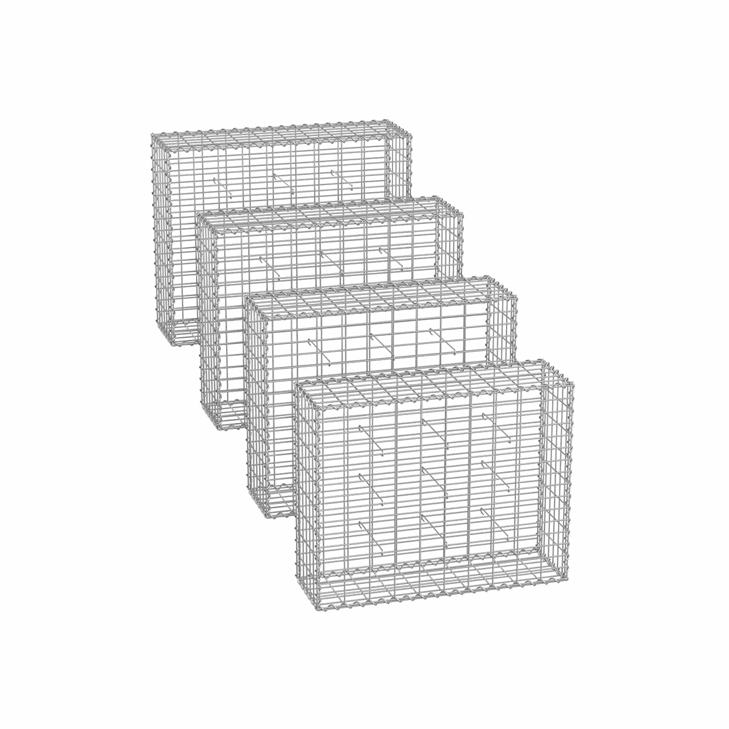 Gabionenkörbe 100 x 80 x 30 cm 4er Set silber-GGB483V1 Gabionenkörbe 100 x 80 x 30 cm 4er Set silber-GGB483V1