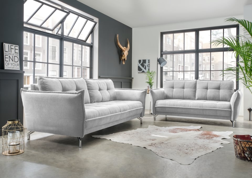 Nanini-3AF-2AF-3611 Modernes Sofa Set: 3er + 2,5er Nanini in Silver