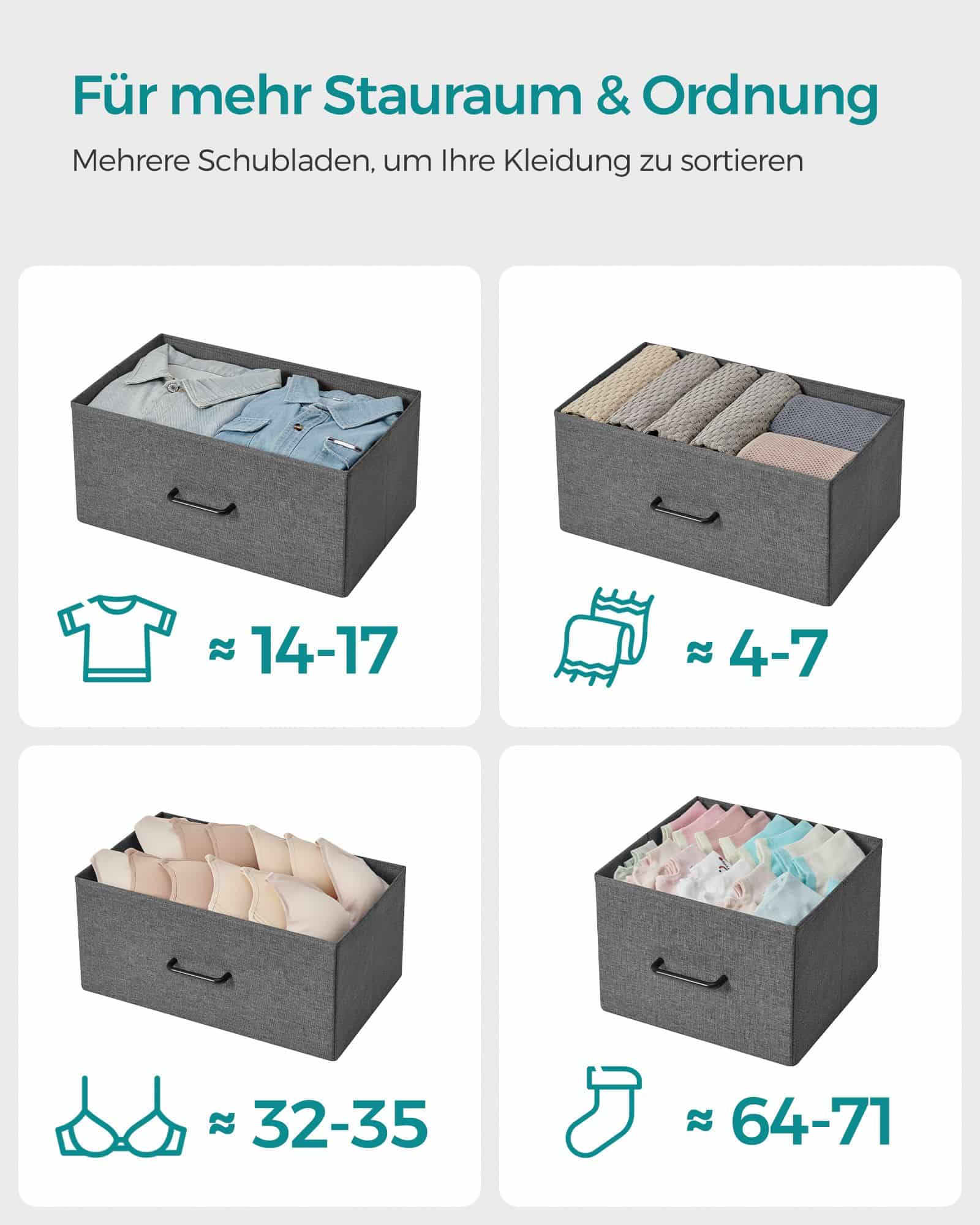 Kommode mit 7 Stoffschubladen mit Griffen-LTS523G22 Kommode mit 7 Stoffschubladen mit Griffen-LTS523G22