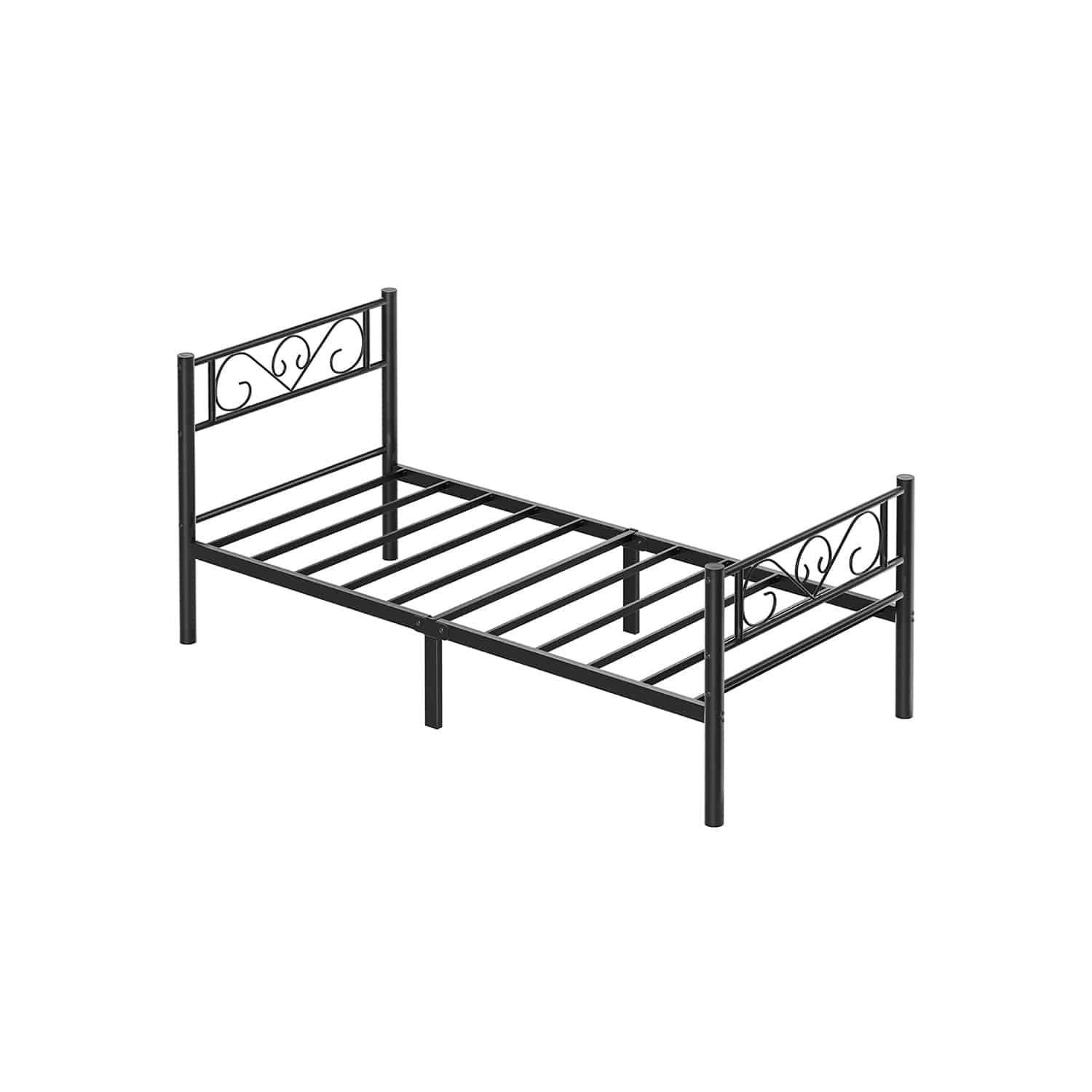 Bett 90 x 200 cm aus Metall tintenschwarz