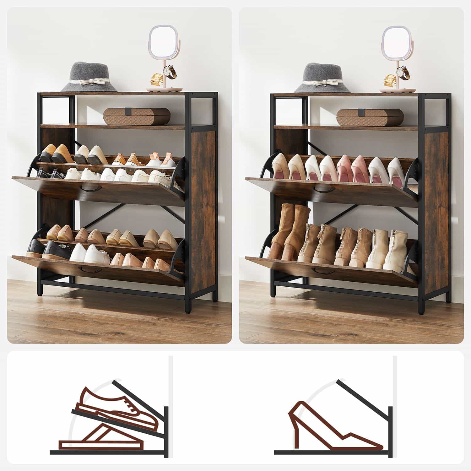Schuhschrank mit 2 Klappen 60 x 30 x 95 cm Schuhschrank mit 2 Klappen 60 x 30 x 95 cm