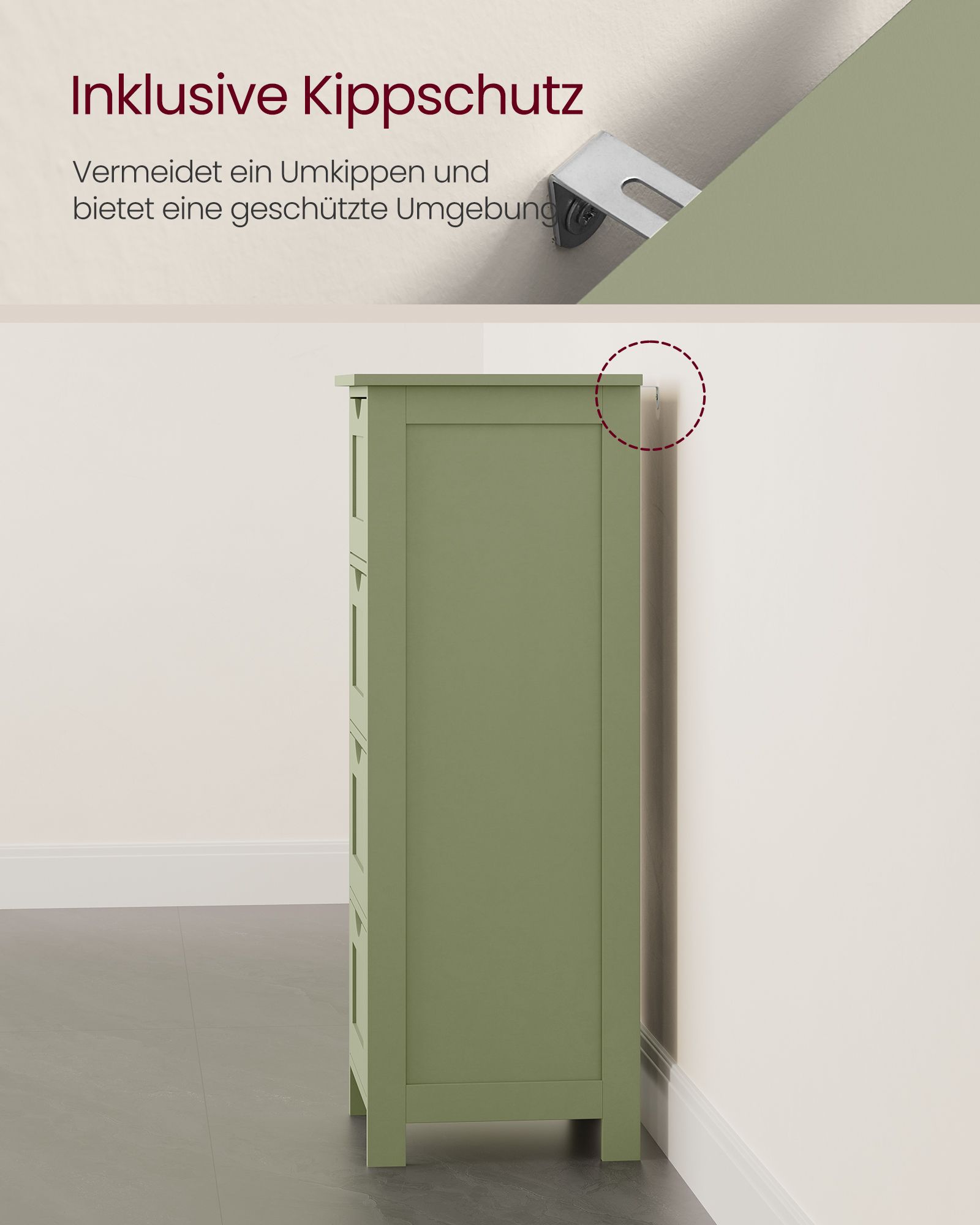 Badezimmerschrank 4 Schubladen 30 x 30 x 82 cm lorbeergrün Badezimmerschrank 4 Schubladen 30 x 30 x 82 cm lorbeergrün