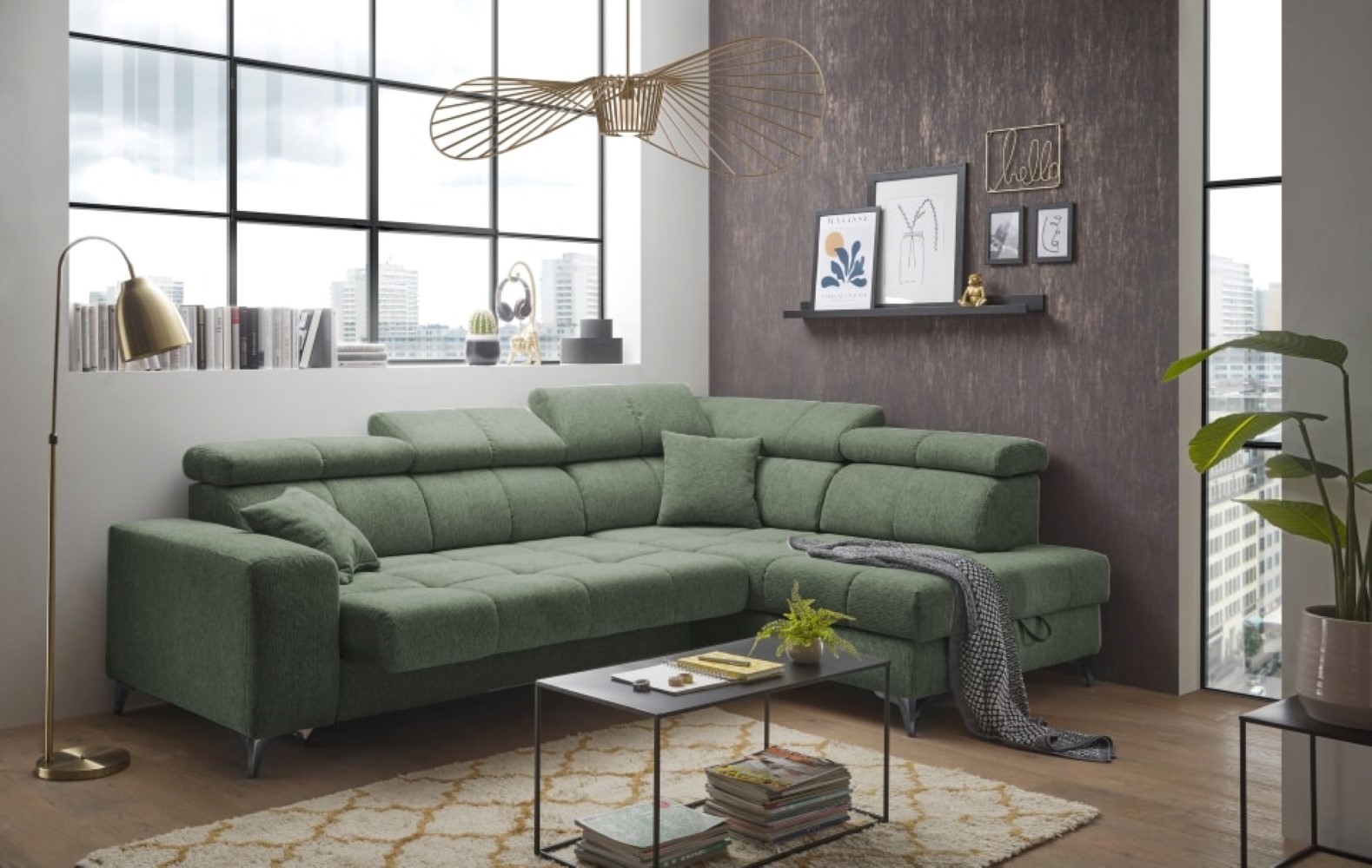Ecksofa mit elektronischer Wallaway-Funktion | USB-Anschluss - Sydney