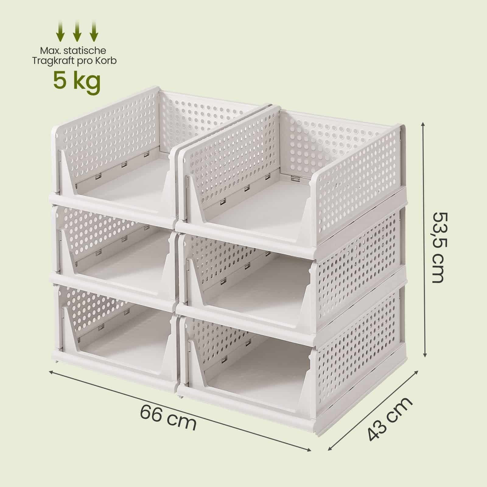 Schrank-Organizer klappbar, Kleiderschrank-Organizer stapelbar, ausziehbarer Korb 6er Set