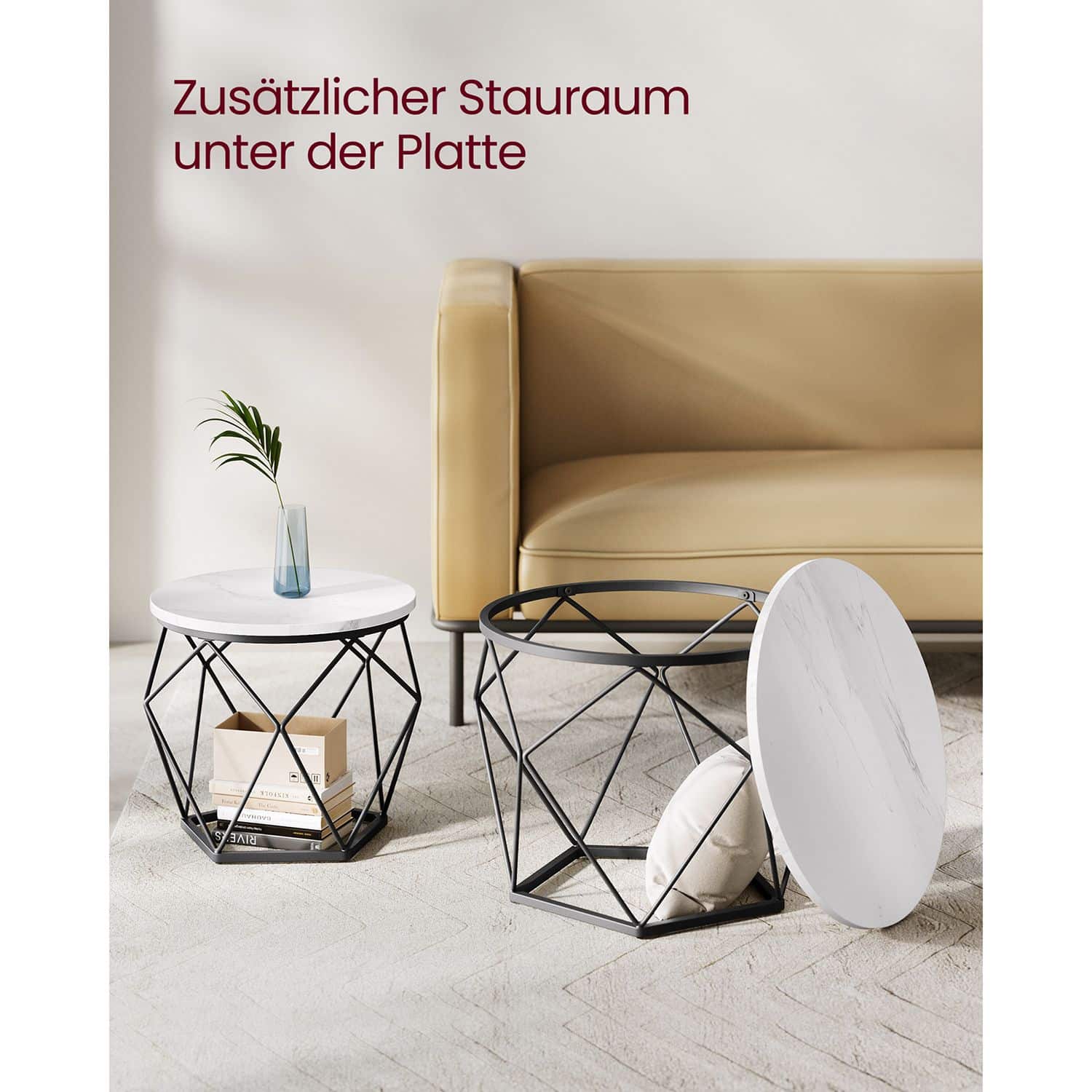 Couchtisch-Set weiß-schwarz 2 Stück-B34LET040B59 Couchtisch-Set weiß-schwarz 2 Stück-B34LET040B59
