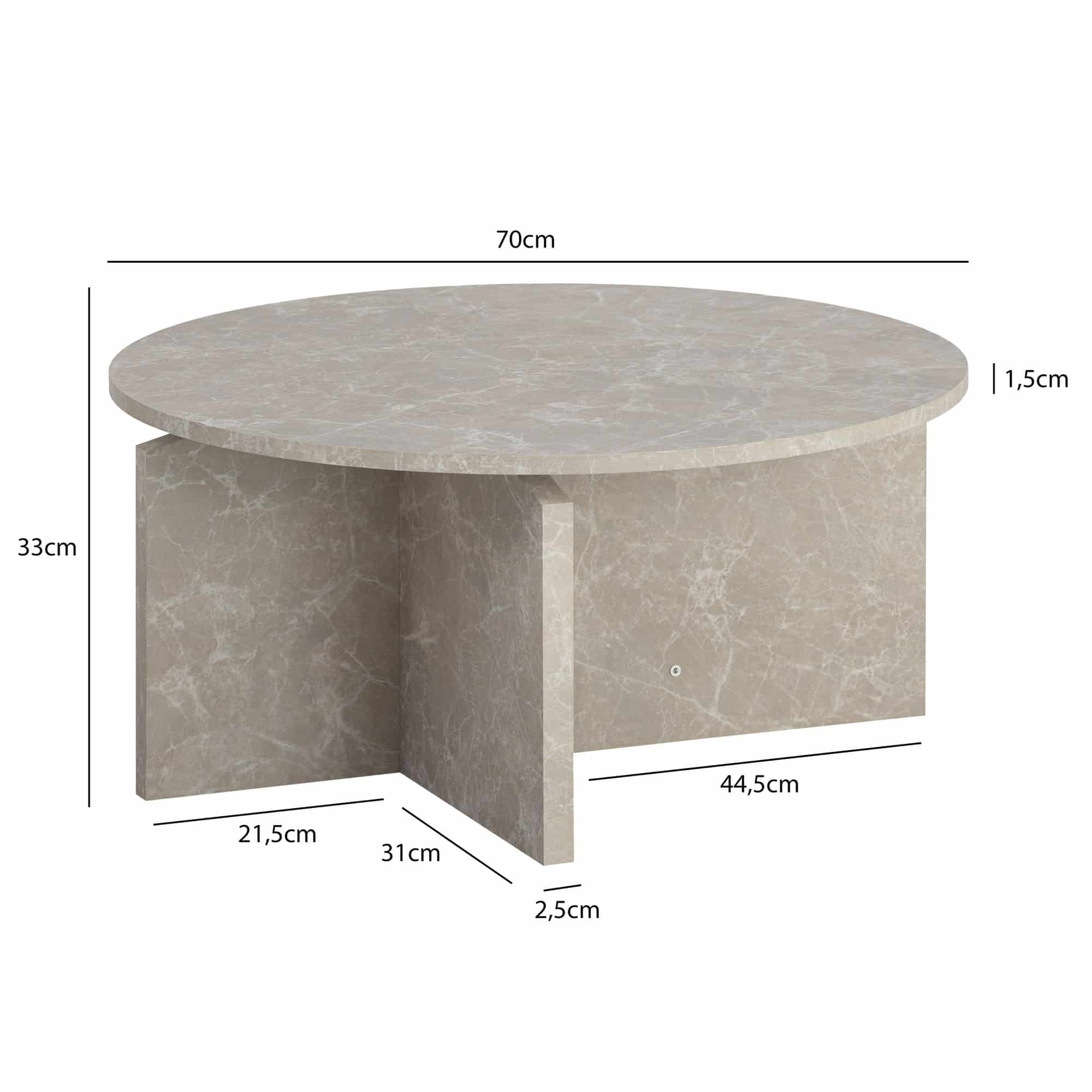 Couchtisch 70x70x33 cm Sandfarben Sofatisch in Stein-Optik Modern Couchtisch 70x70x33 cm Sandfarben Sofatisch in Stein-Optik Modern