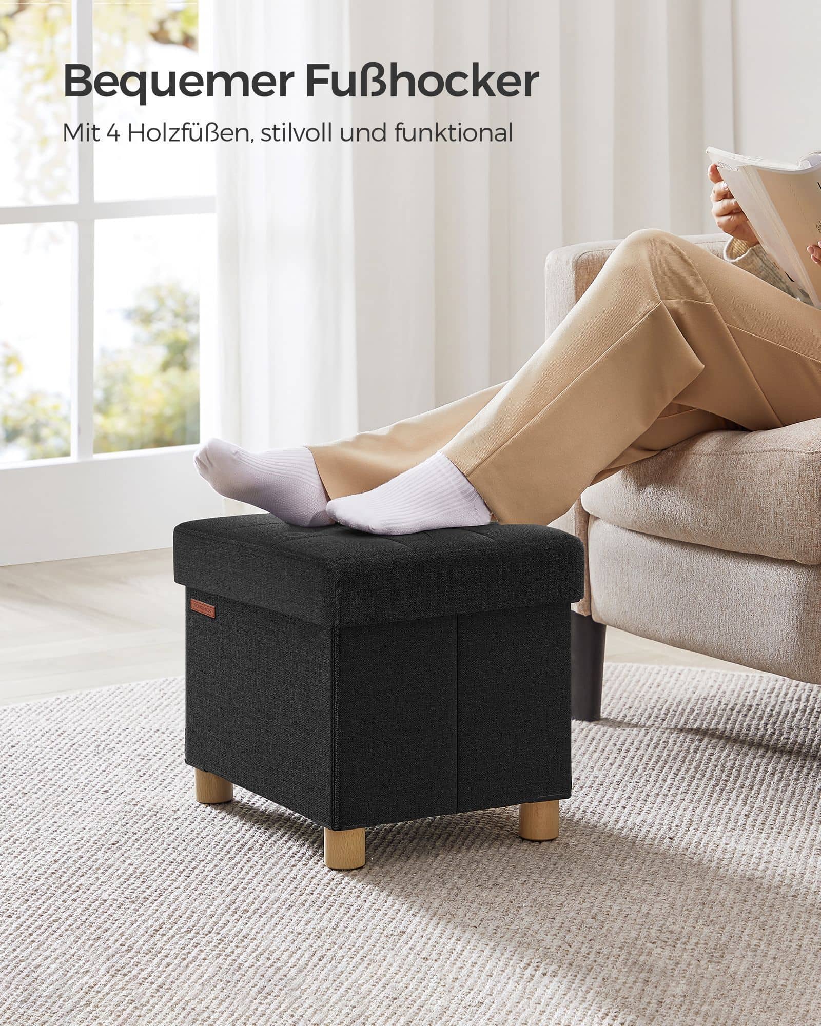 Sitzbank klappbar 32 x 40 x 33,5 cm mit Stauraum schwarz Sitzbank klappbar 32 x 40 x 33,5 cm mit Stauraum schwarz