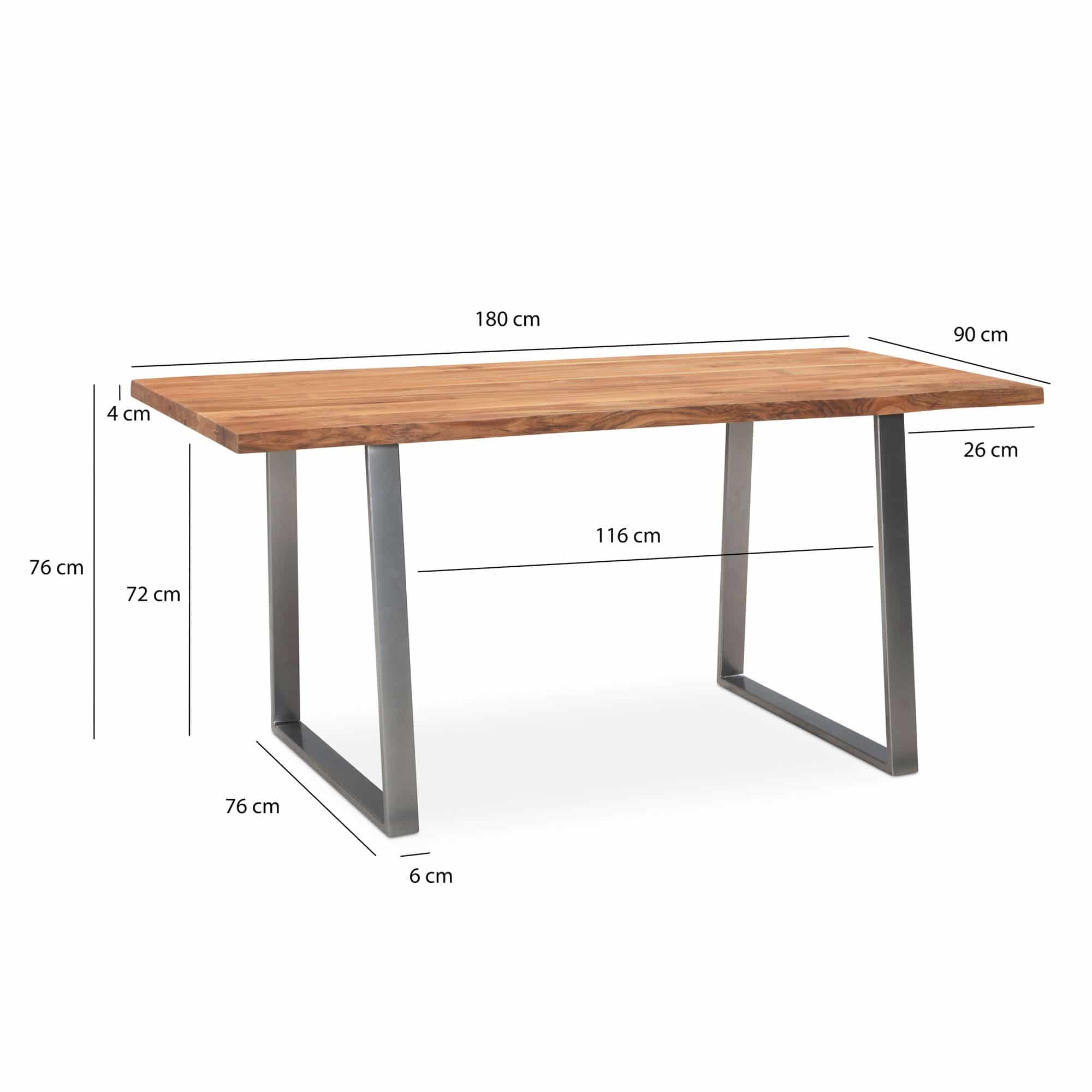 Schreibtisch 180x90x76 cm Akazie Massivholz / Metall Computertisch Baumkante Schreibtisch 180x90x76 cm Akazie Massivholz / Metall Computertisch Baumkante