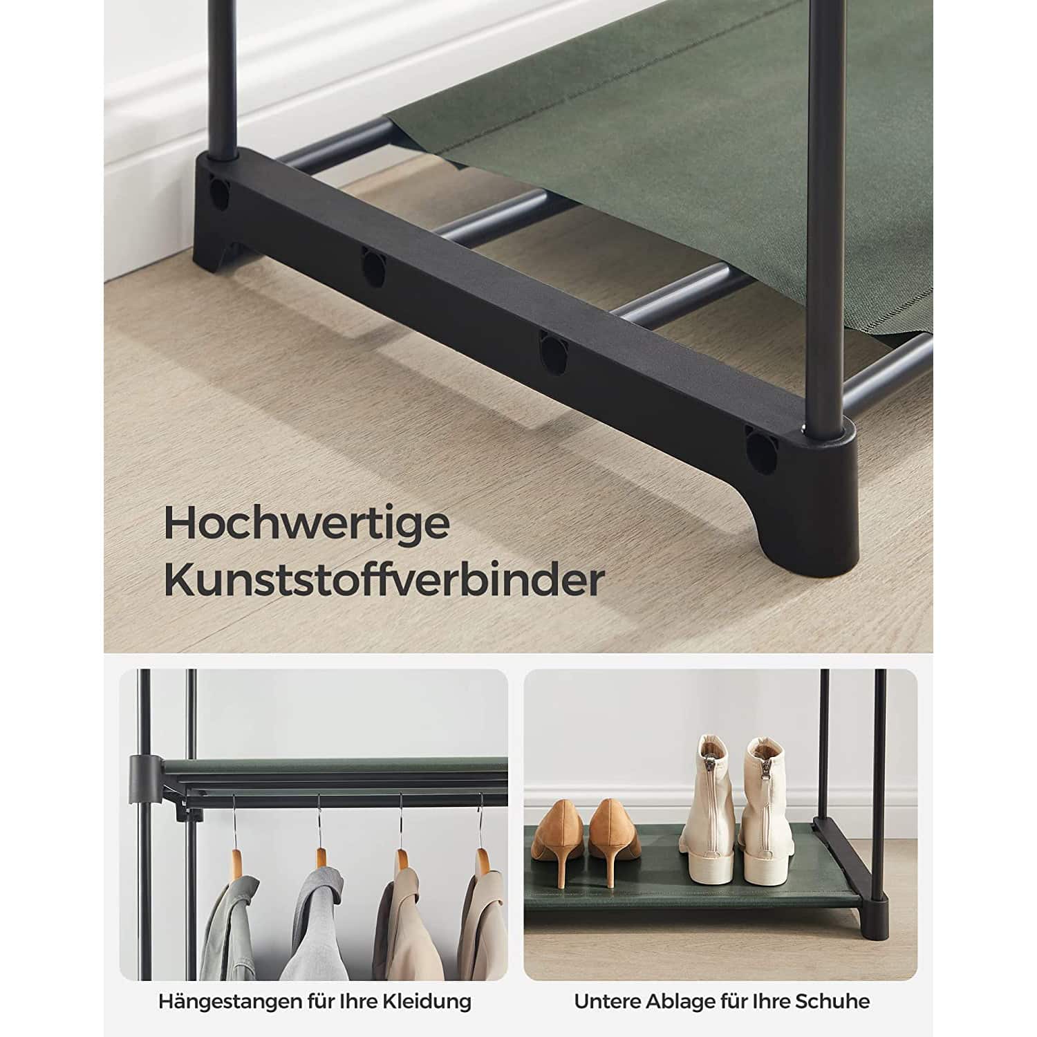 Stoffschrank mit 2 Kleiderstangen salbeigrün Stoffschrank mit 2 Kleiderstangen salbeigrün