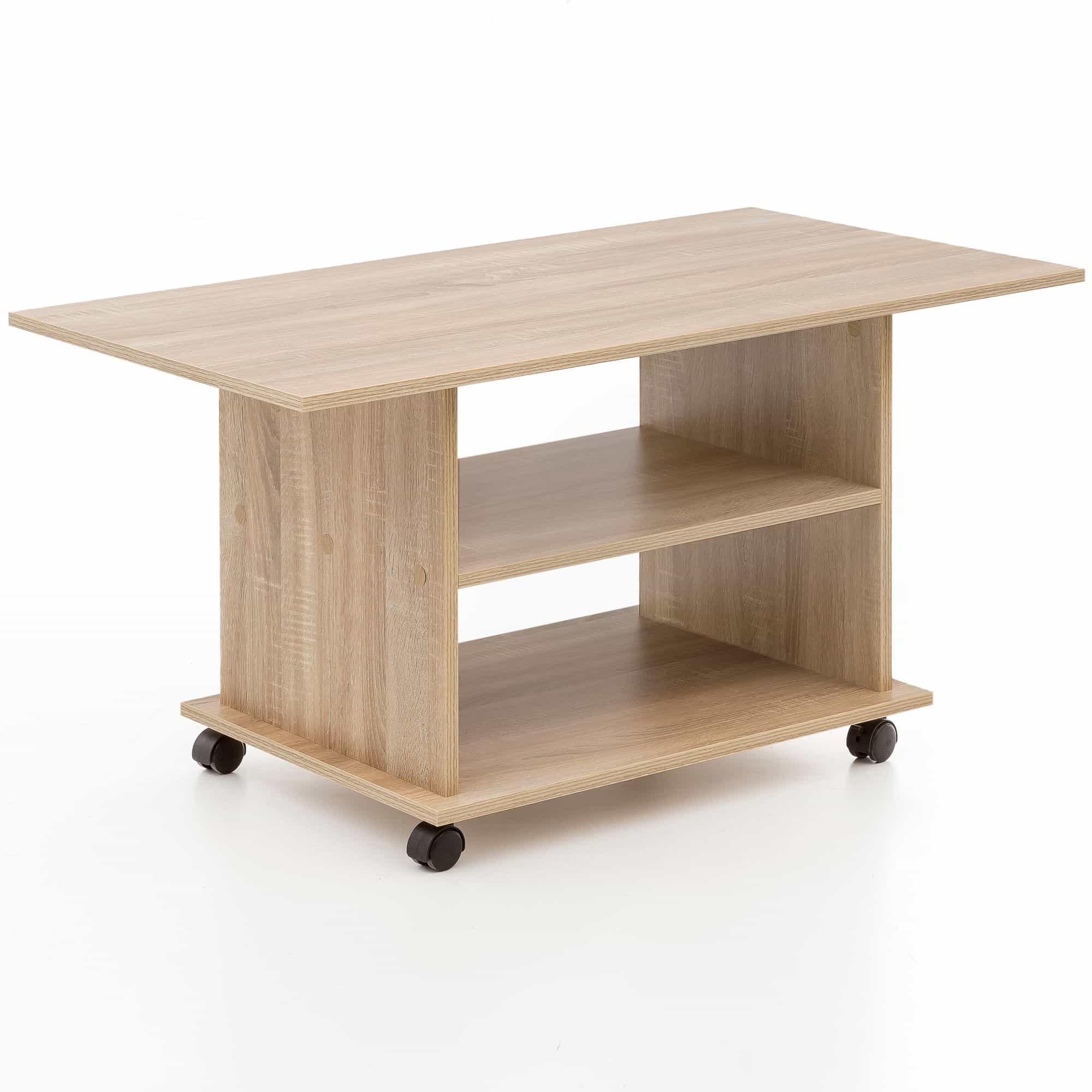 47542-WOHNLING-Couchtisch-MOVE-Sonoma-WL5-739-WL5-7nFWECfvlbwcCh Design Couchtisch WL5.739 95 x 51 x 54,5 cm Sonoma Drehbar mit Rollen