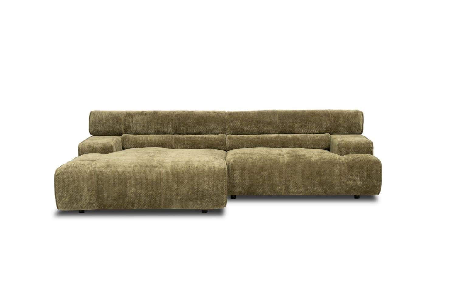 Ecksofa Colosseo Olive – Großzügige Chenille-Couch von designwerk