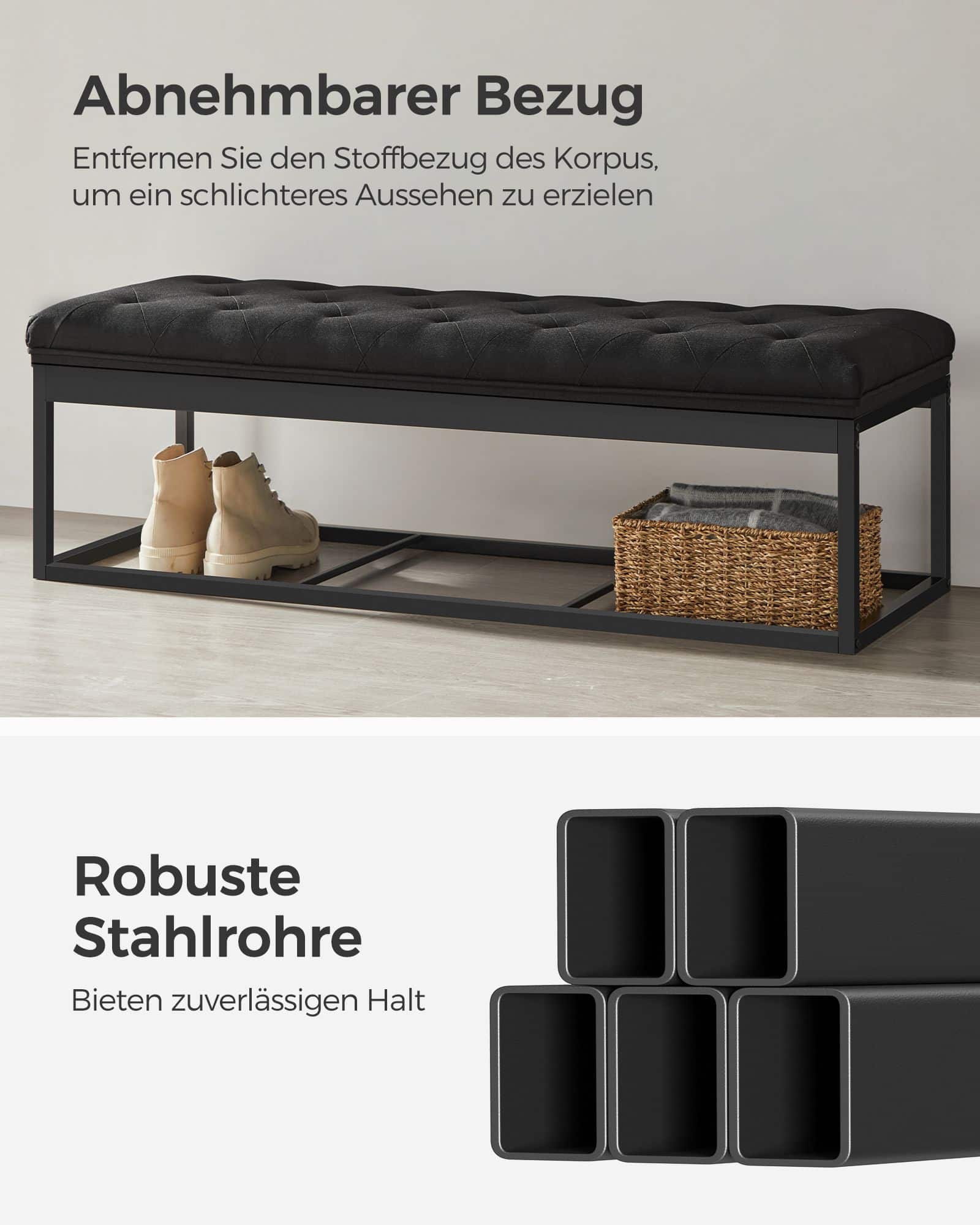 Sitzhocker mit Stauraum 40 x 110 x 40 cm tintenschwarz Sitzhocker mit Stauraum 40 x 110 x 40 cm tintenschwarz