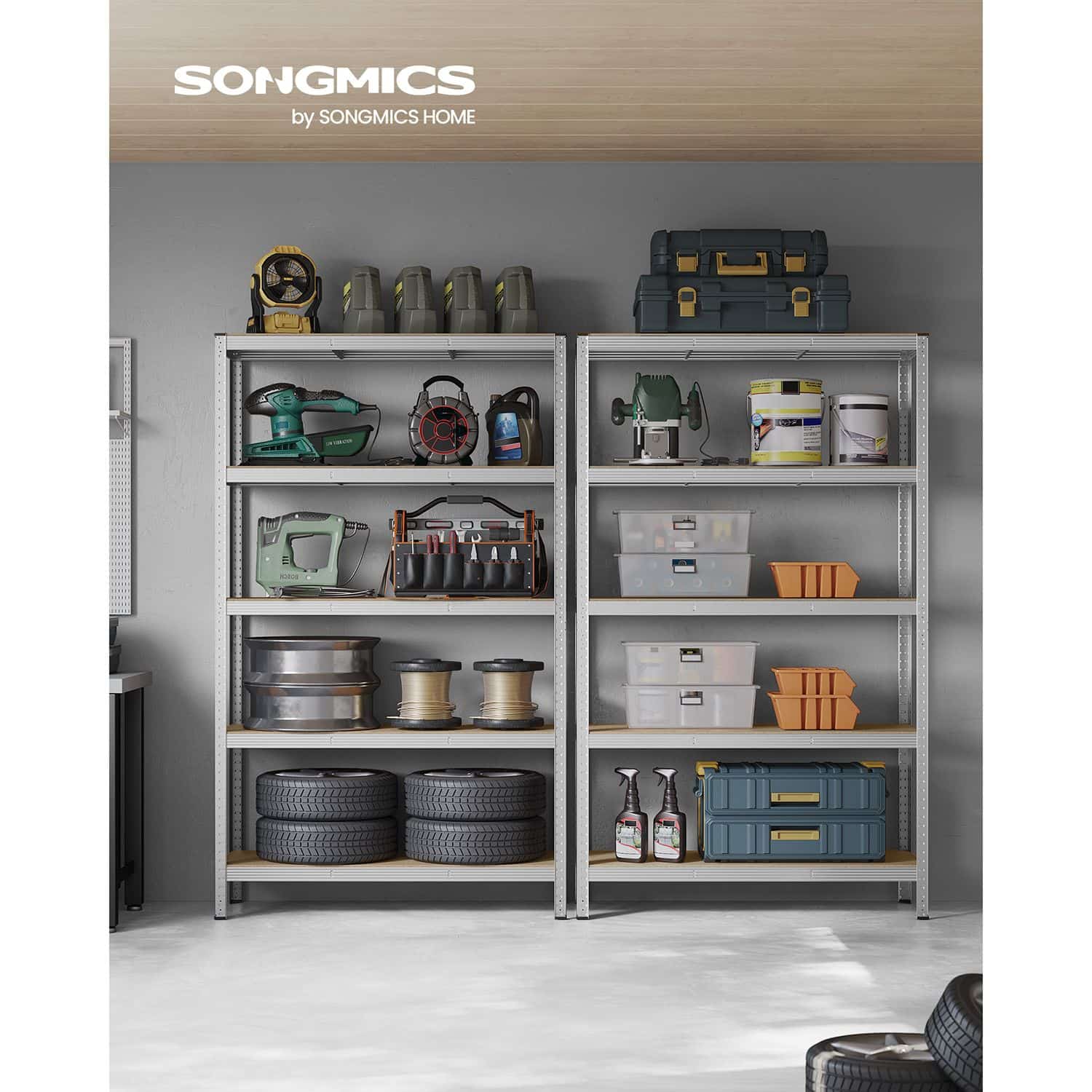2er Set Kellerregal 200 cm hoch silbern-B34GLR060E02 2er Set Kellerregal 200 cm hoch silbern-B34GLR060E02