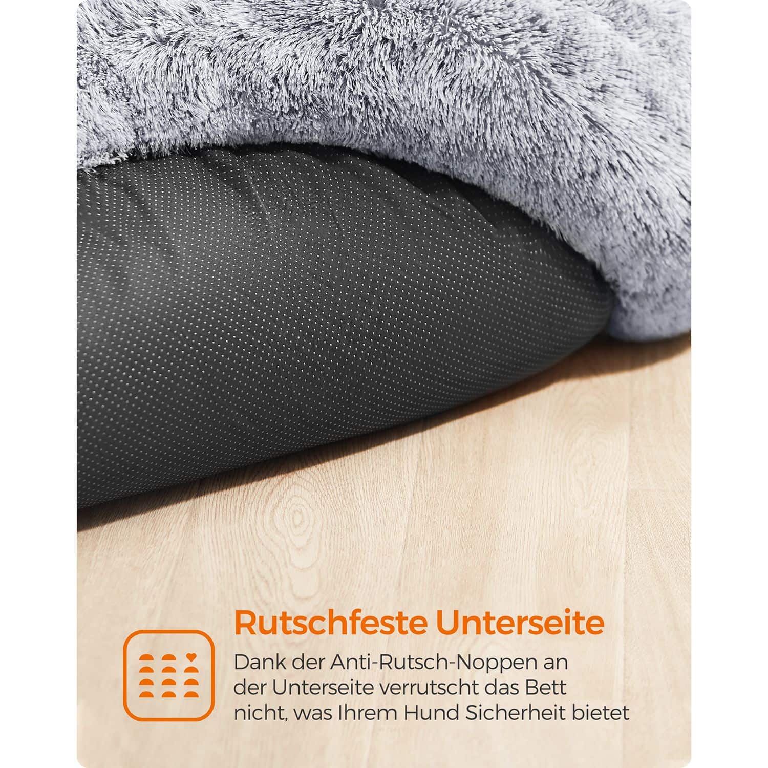 Flauschiges Hundebett Ø 120 cm hellgrau-PGW043G01 Flauschiges Hundebett Ø 120 cm hellgrau-PGW043G01