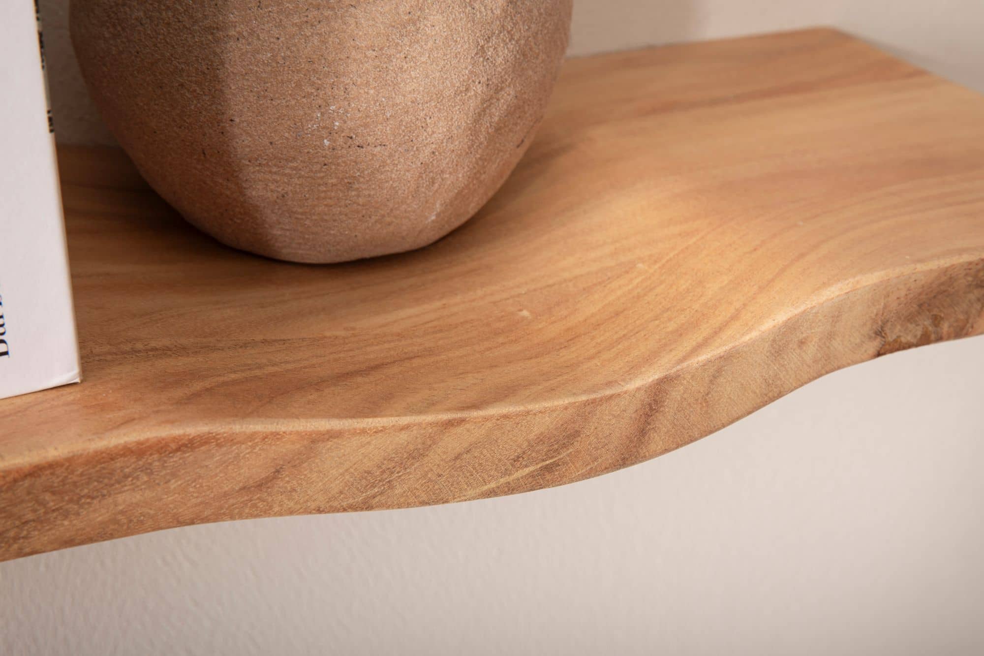 Wandregal Akazie Massivholz 120cm - Schwebendes Design Regal für die Wand Holz massiv - Hängeregal in Wellenform - Wandboard aus Echtholz