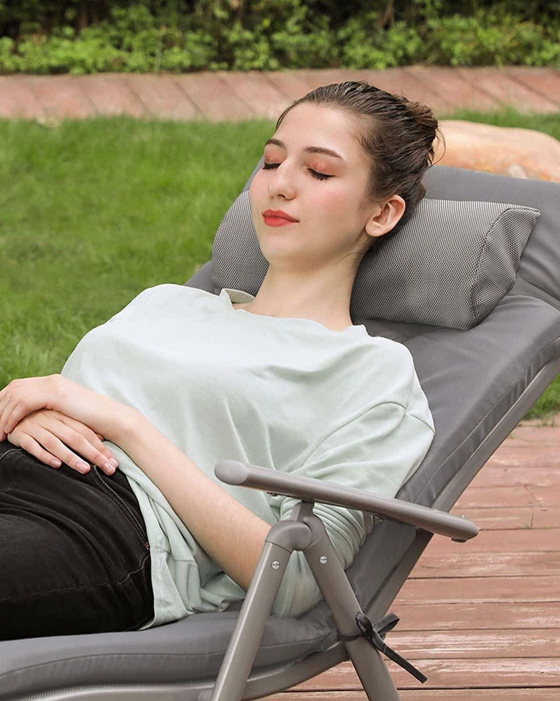 Sonnenliege mit Auflage Grau Sonnenliege mit Auflage Grau