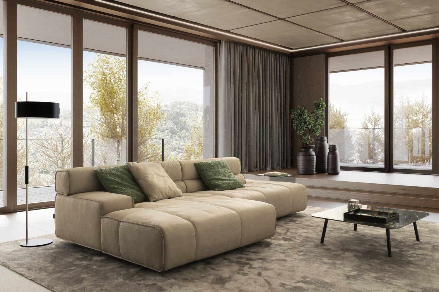 Echtleder Ecksofa Colosseo von designwerk mit Sitztiefenverstellung