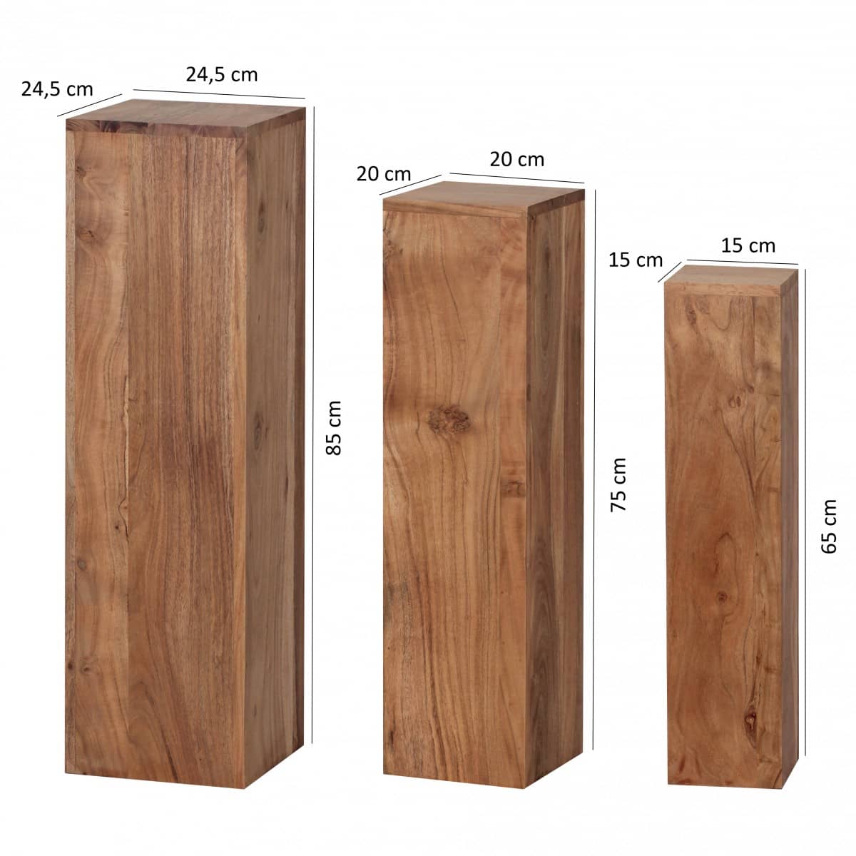 38581-Wohnling-Akazie-Beistelltische-3er-Set-25-x_6 Beistelltisch 3er Set WL1.567 Massivholz 24,5x85x24,5 cm Akazie Tische